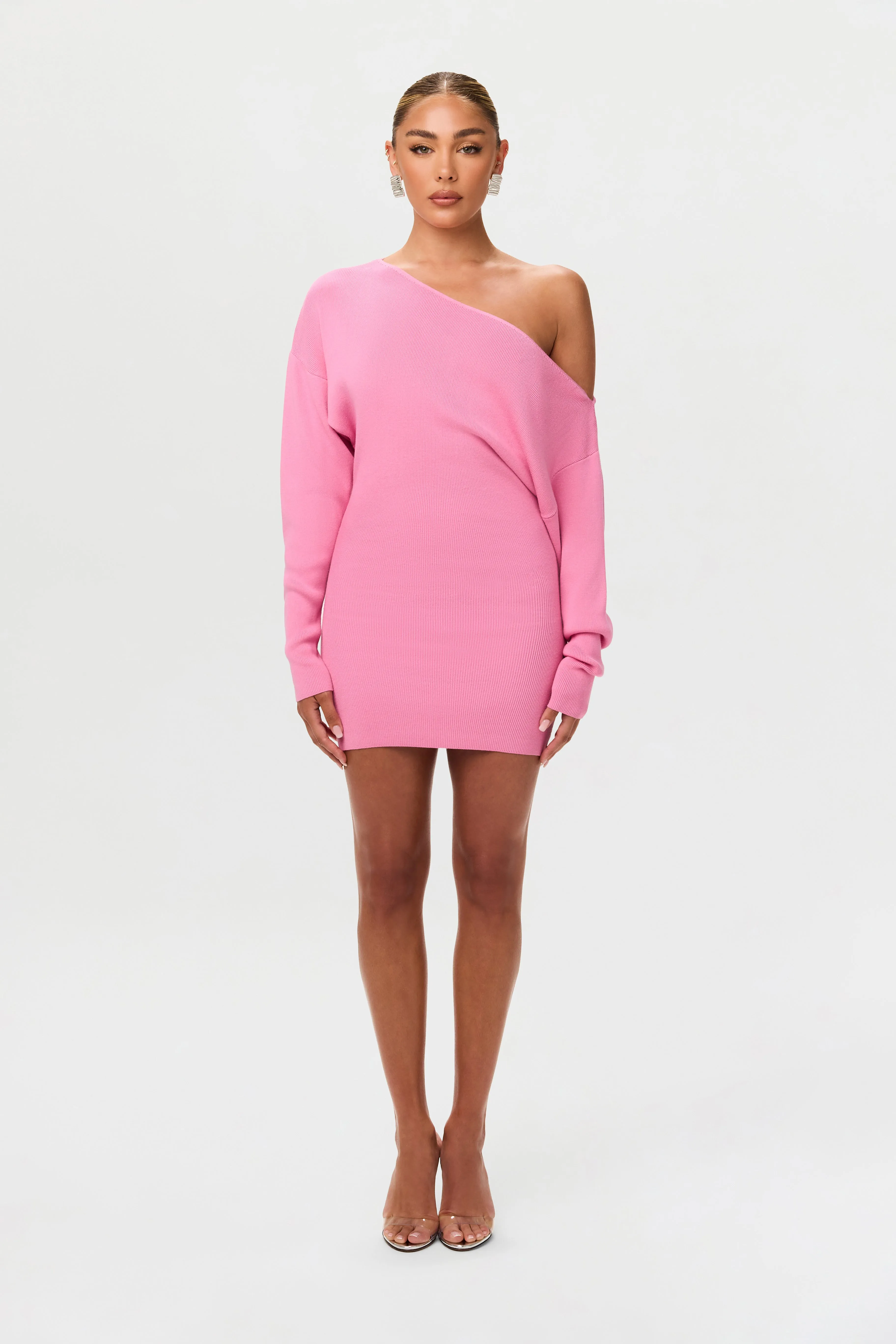 Knit Off-Shoulder Mini Dress sold by Naked Wardrobe product image thumbnail 2