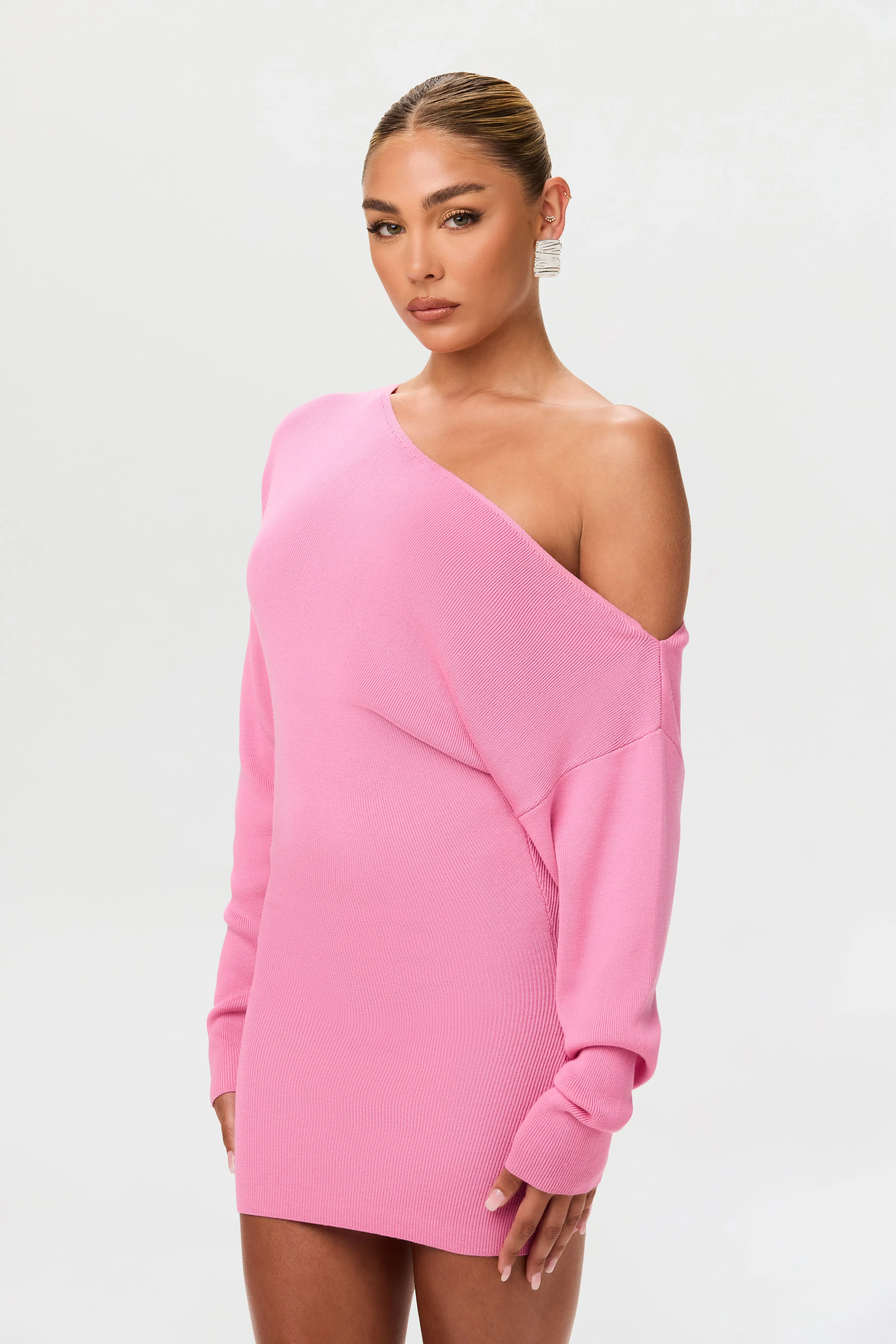 Knit Off-Shoulder Mini Dress sold by Naked Wardrobe product image thumbnail 5