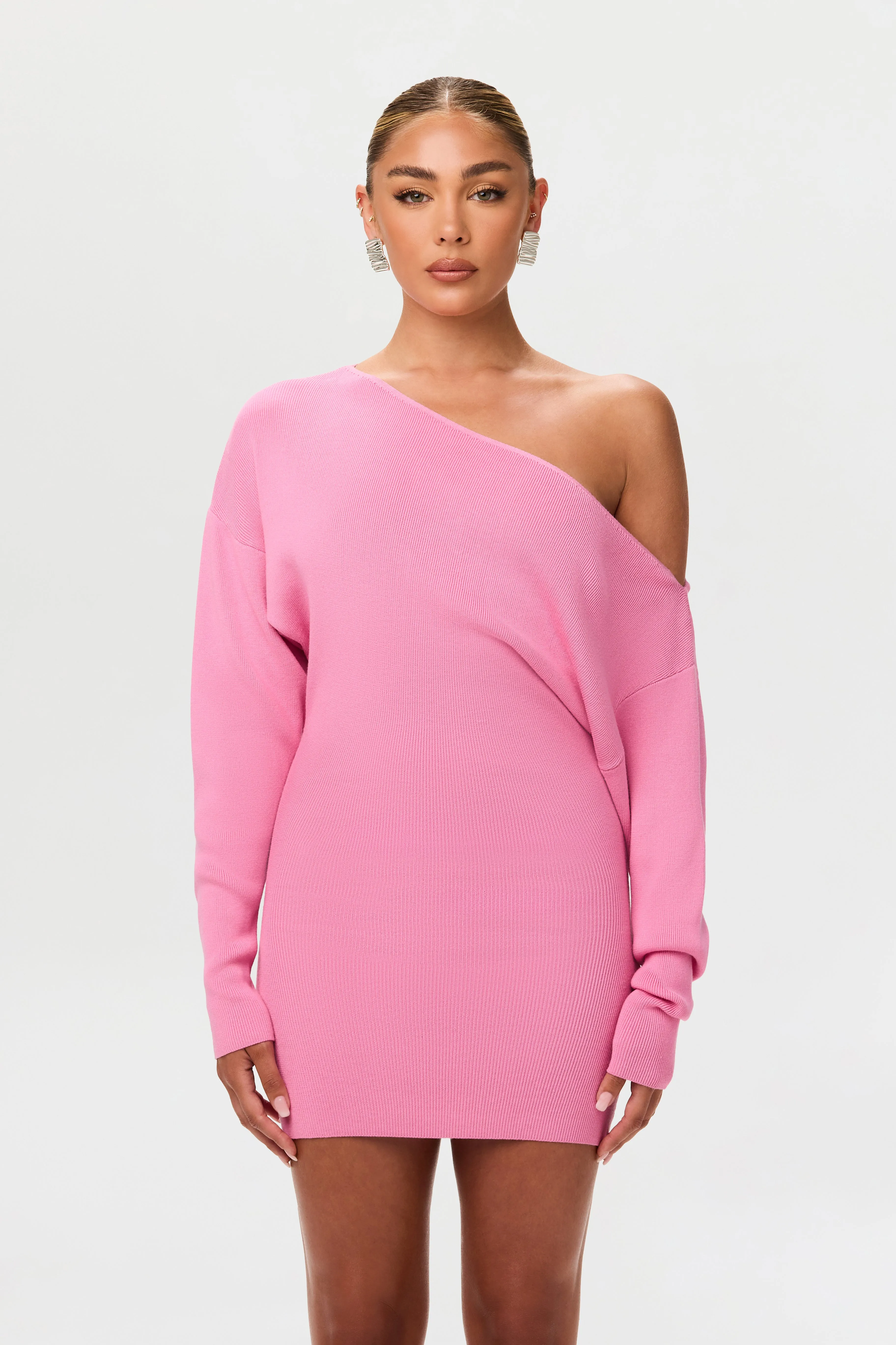 Knit Off-Shoulder Mini Dress sold by Naked Wardrobe product image thumbnail 3