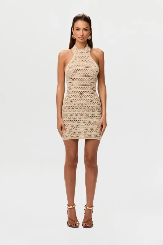 Crochet Halter Mini Dress sold by Naked Wardrobe