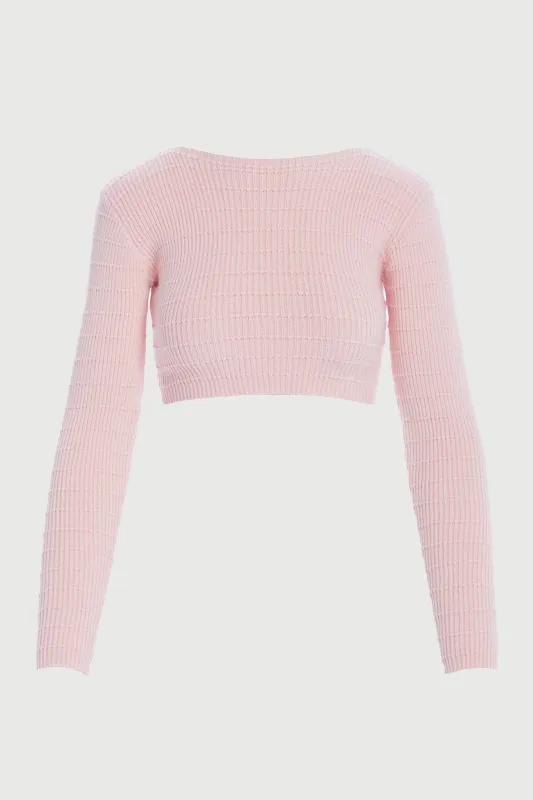 Knit Long Sleeve Crop Top sold by Naked Wardrobe