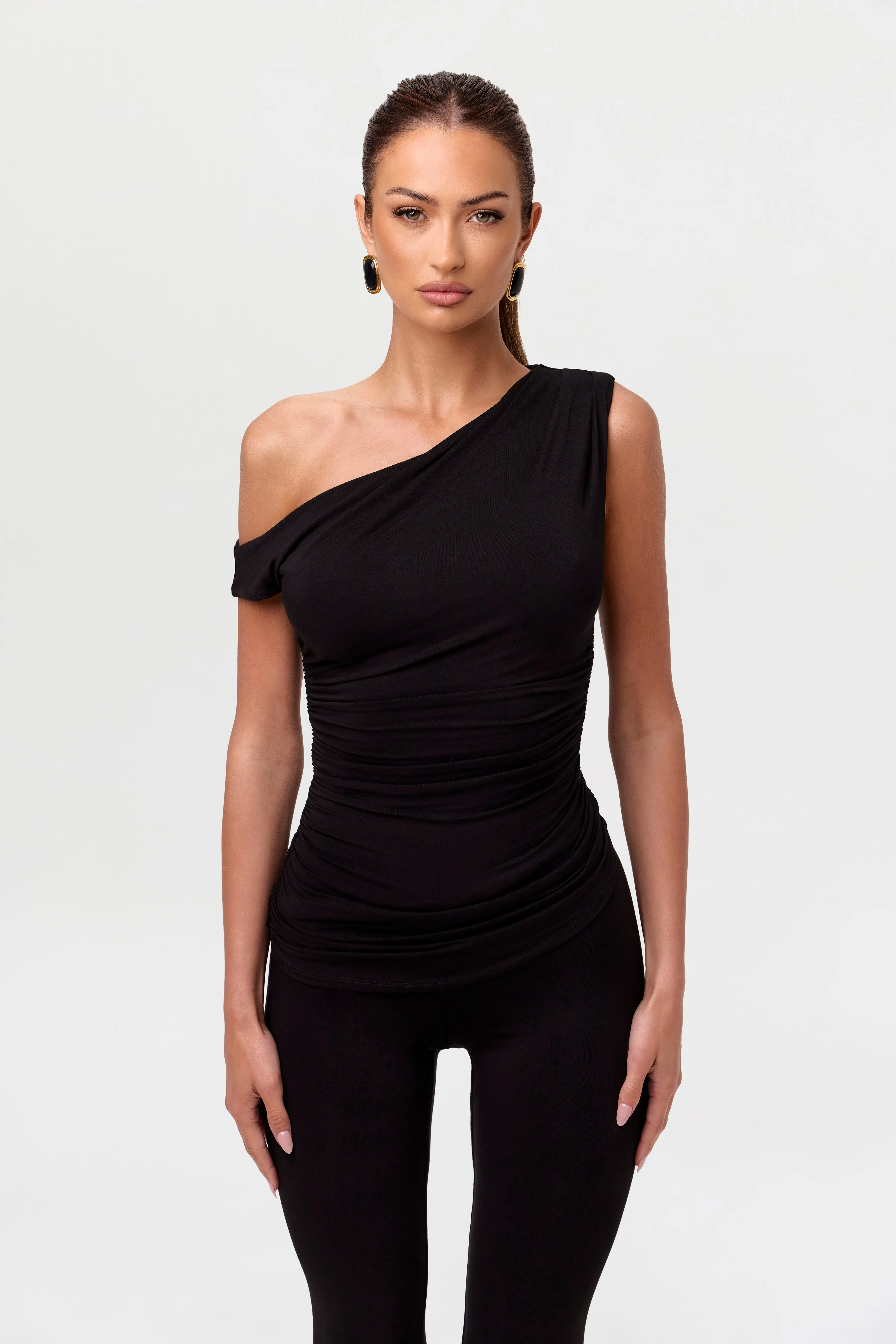 Smooth Off-Shoulder Asymmetrical Top sold by Naked Wardrobe