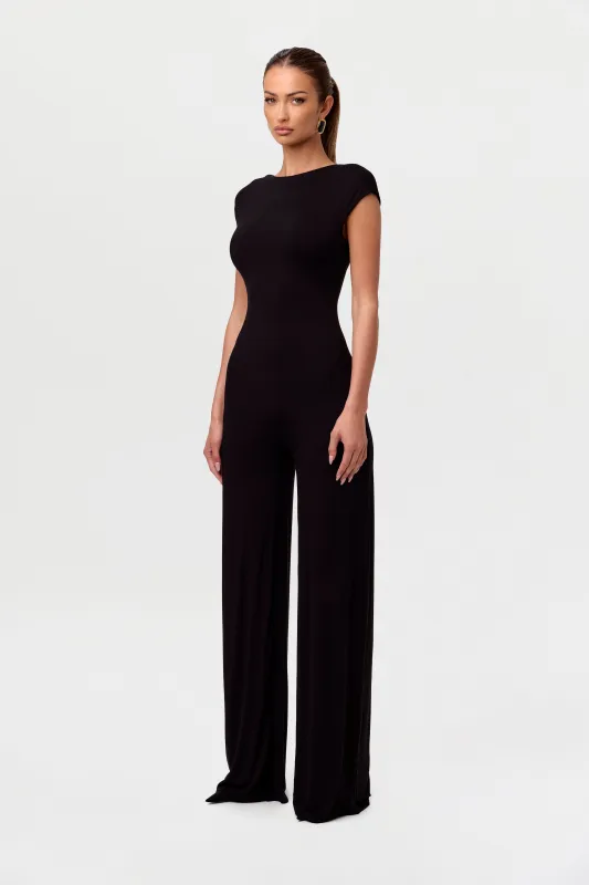 Smooth Cap Sleeve Wide Leg Jumpsuit sold by Naked Wardrobe
