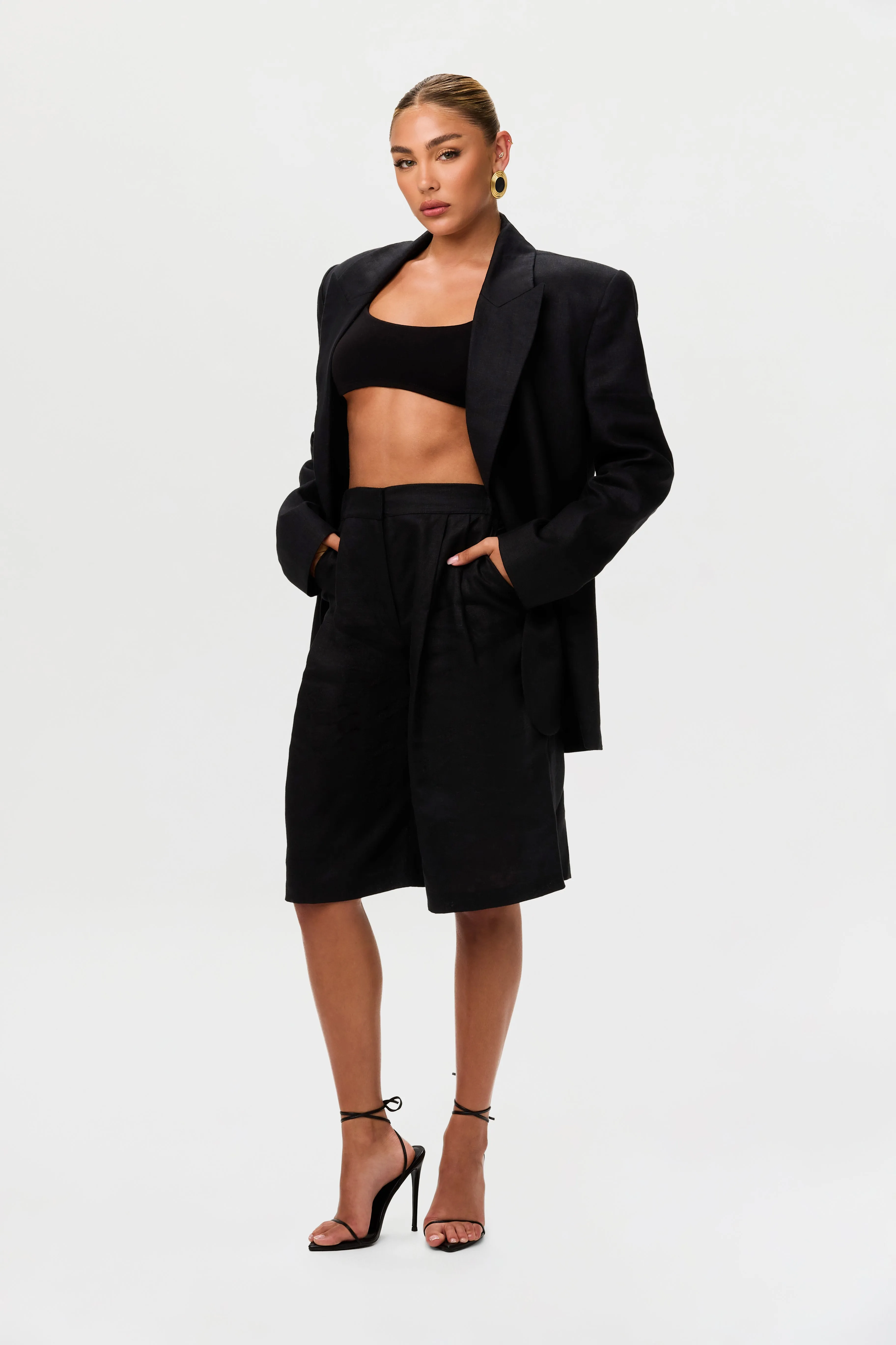 Linen Bermuda Wide Leg Short sold by Naked Wardrobe product image thumbnail 4