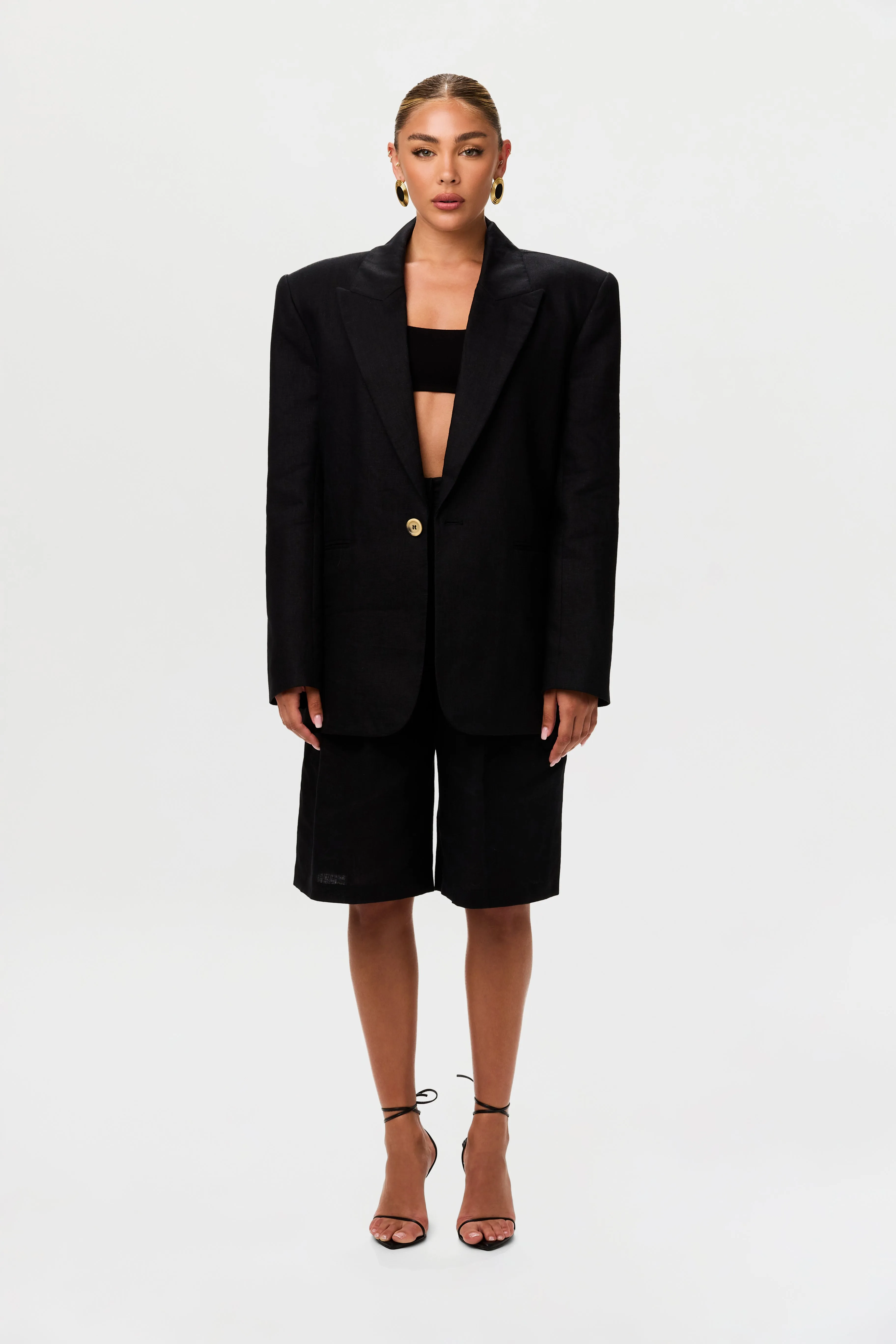 Linen Bermuda Wide Leg Short sold by Naked Wardrobe product image thumbnail 3