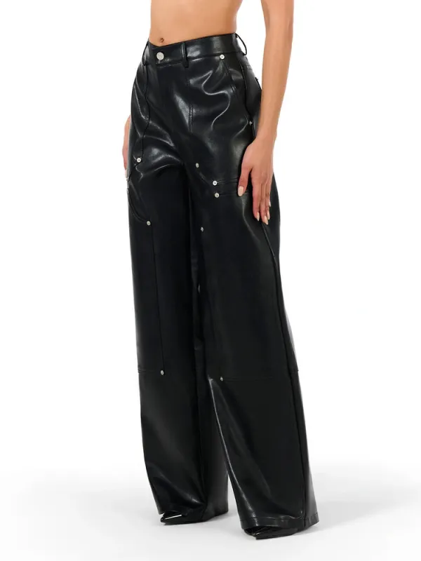 Patch Vegan Leather Pant sold by Naked Wardrobe
