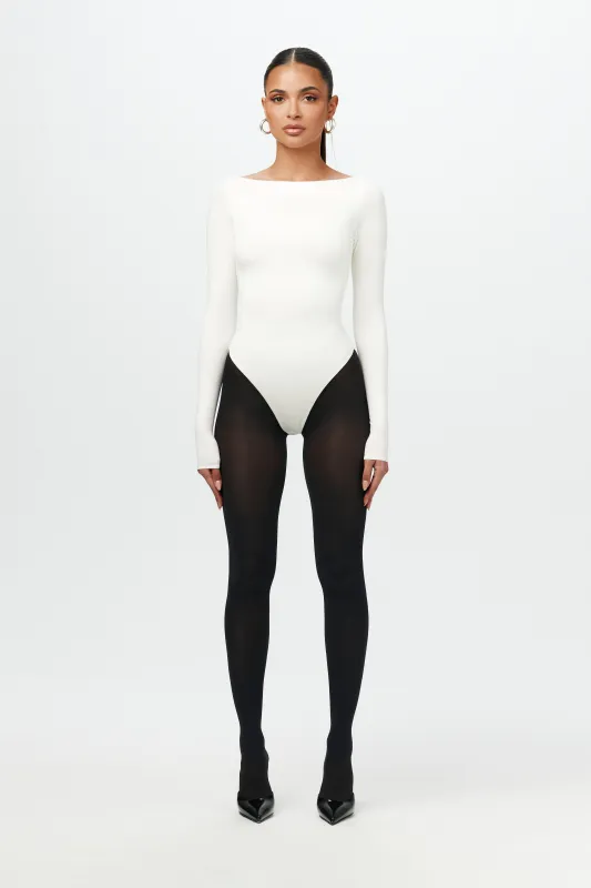 Butter Boatneck Bodysuit sold by Naked Wardrobe