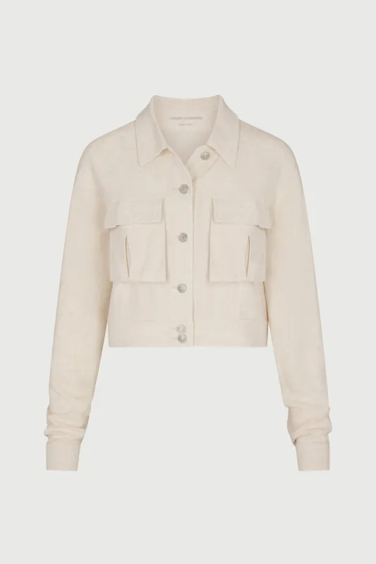 Linen Cargo Cropped Jacket sold by Naked Wardrobe