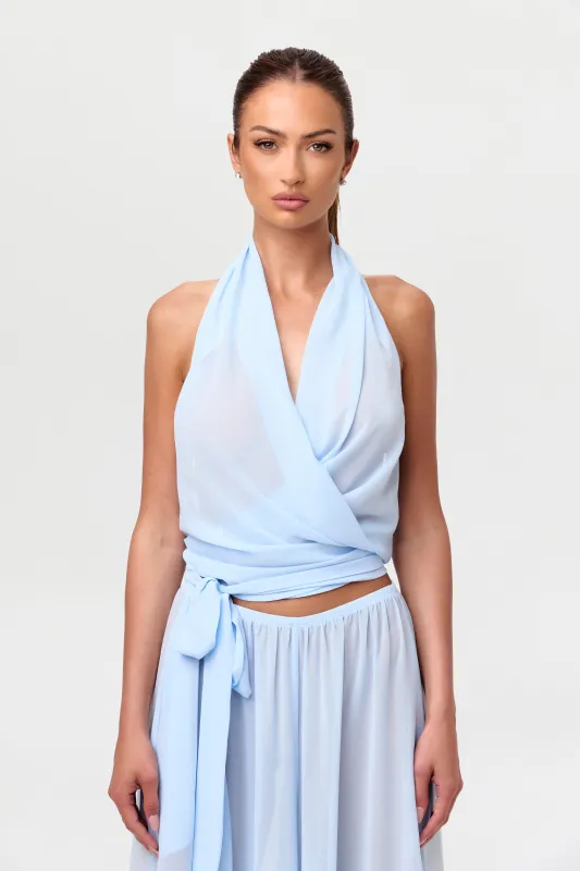 Chiffon Wrap Halter Top sold by Naked Wardrobe