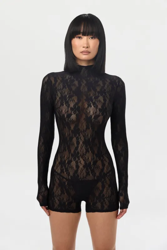 Stretch Lace Print Romper sold by Naked Wardrobe
