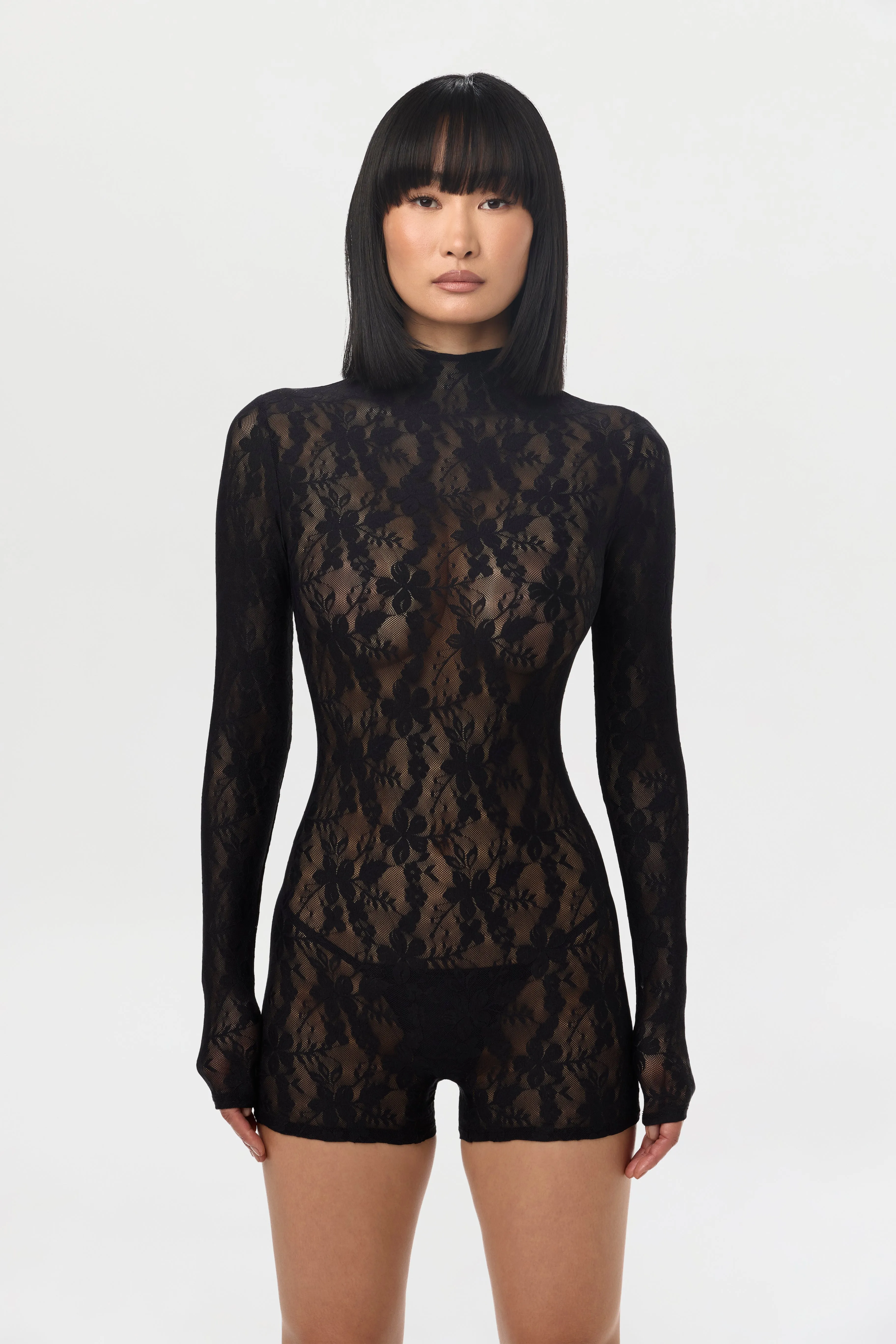 Stretch Lace Print Romper sold by Naked Wardrobe