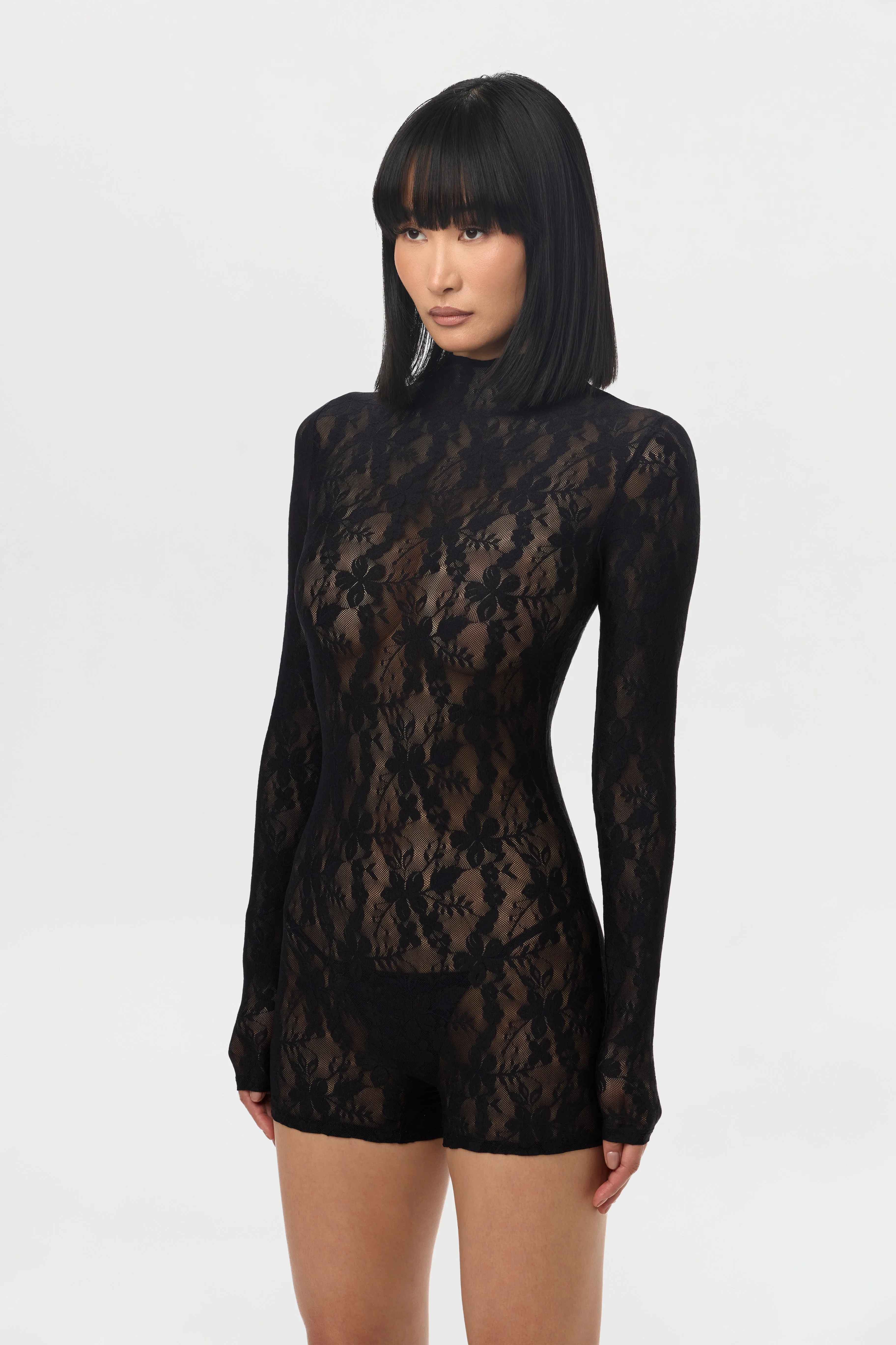 Stretch Lace Print Romper sold by Naked Wardrobe product image thumbnail 2