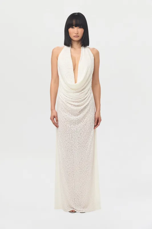 Burnout Plunge Halter Maxi Dress sold by Naked Wardrobe