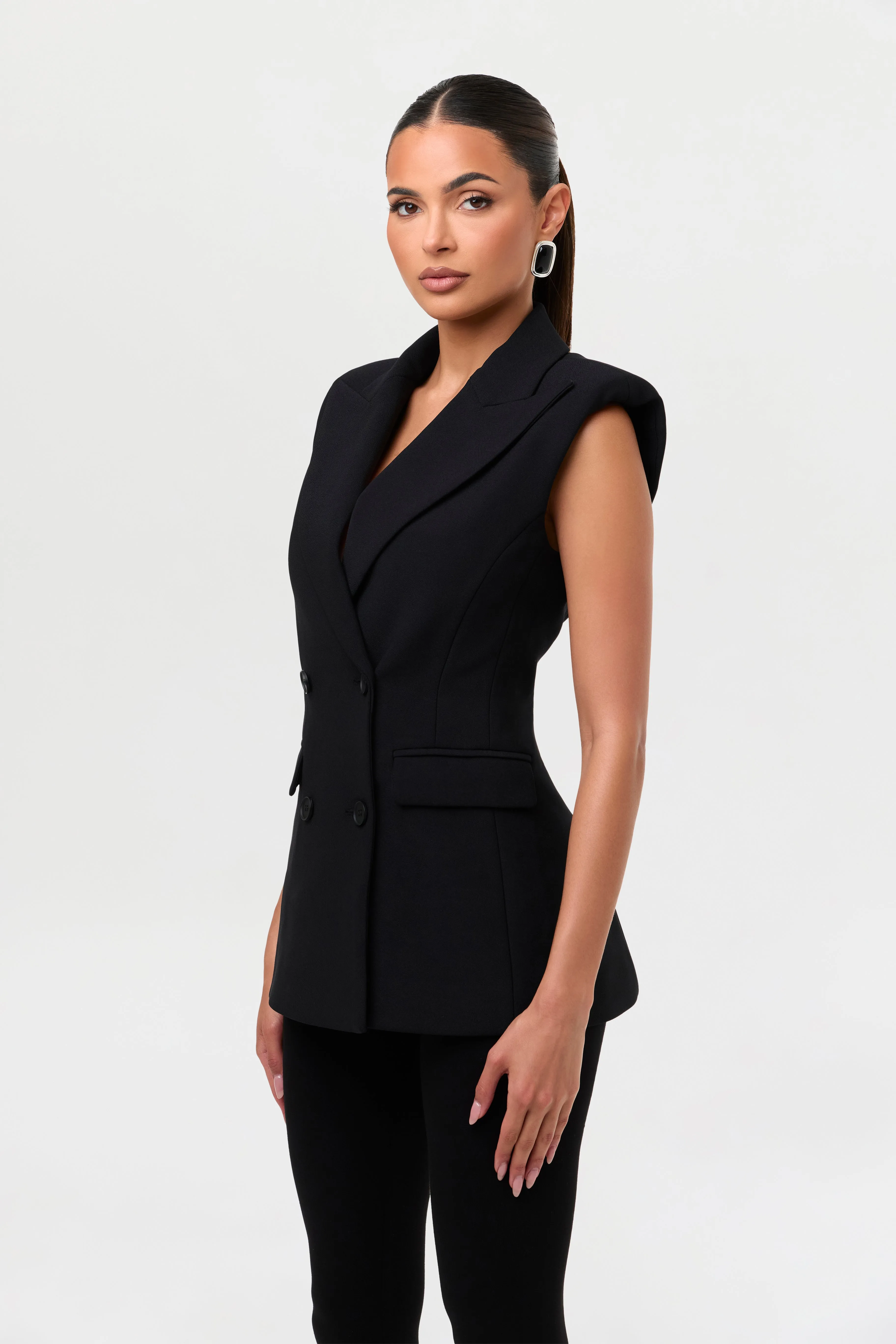 Ponte Sleeveless Blazer sold by Naked Wardrobe product image thumbnail 5