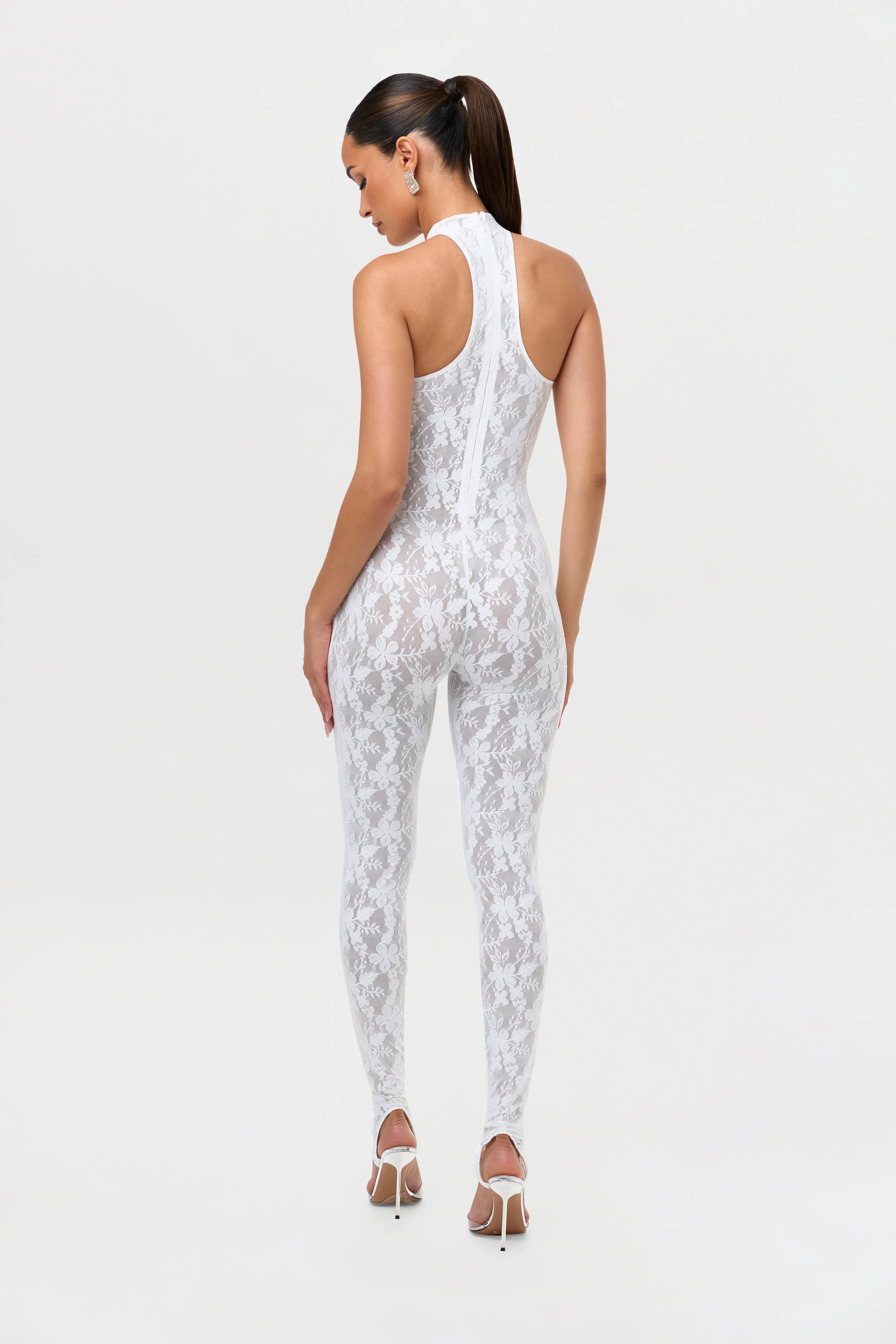 Lace Racer Stirrup Jumpsuit Petite sold by Naked Wardrobe product image thumbnail 4