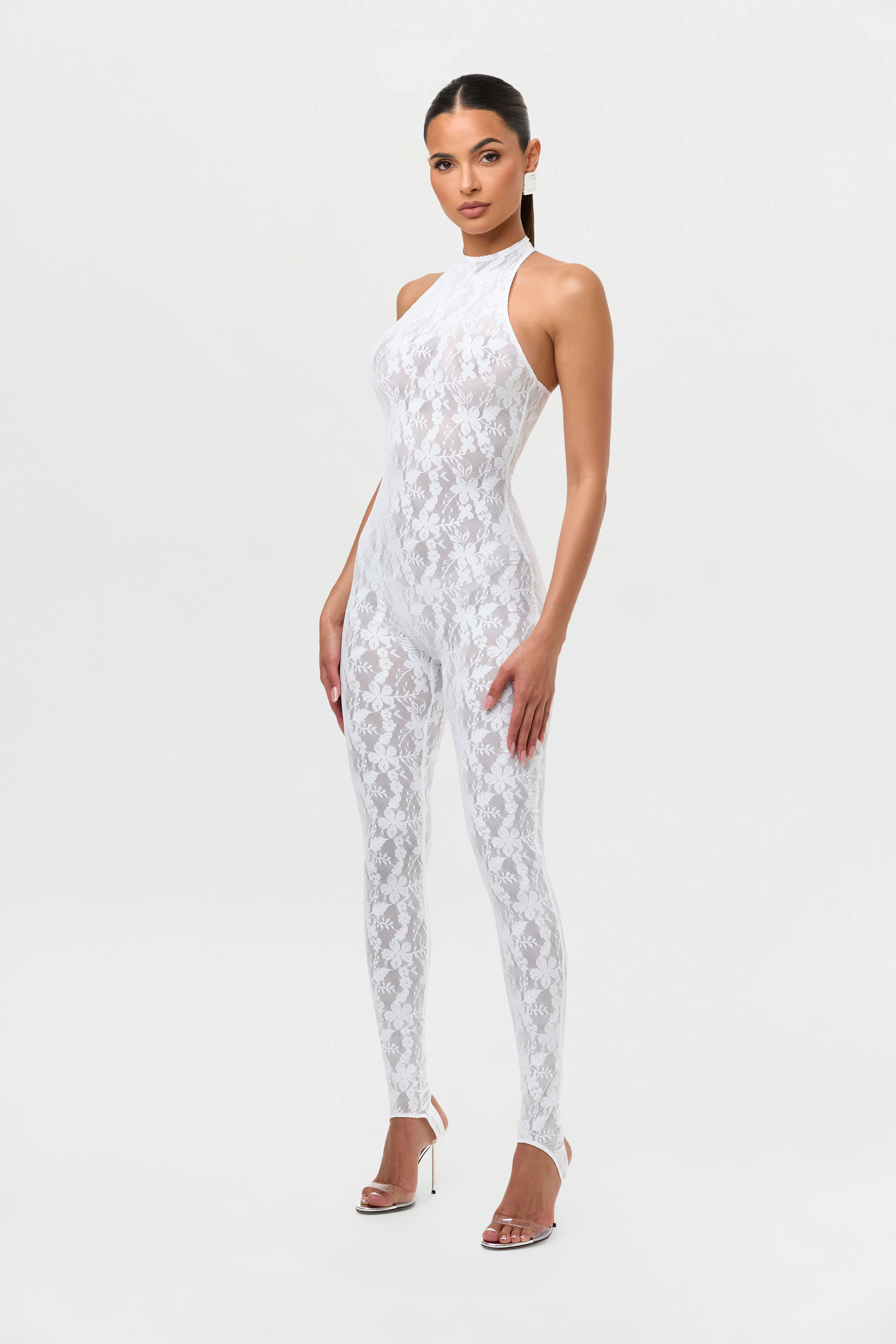 Lace Racer Stirrup Jumpsuit Petite sold by Naked Wardrobe product image thumbnail 3