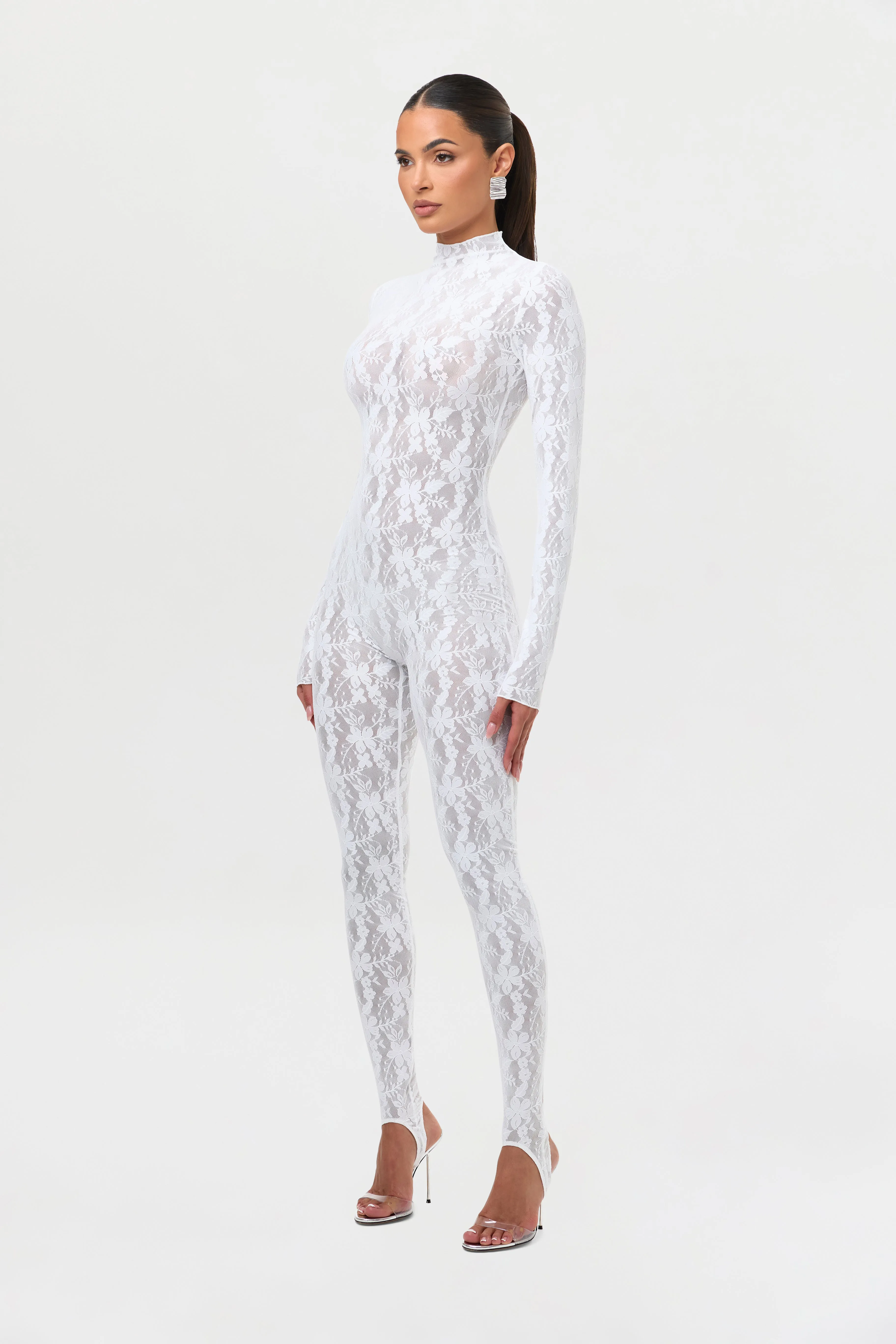 Stretch Lace Stirrup Jumpsuit Petite sold by Naked Wardrobe product image thumbnail 2