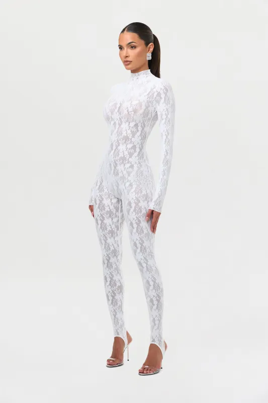 Stretch Lace Stirrup Jumpsuit sold by Naked Wardrobe