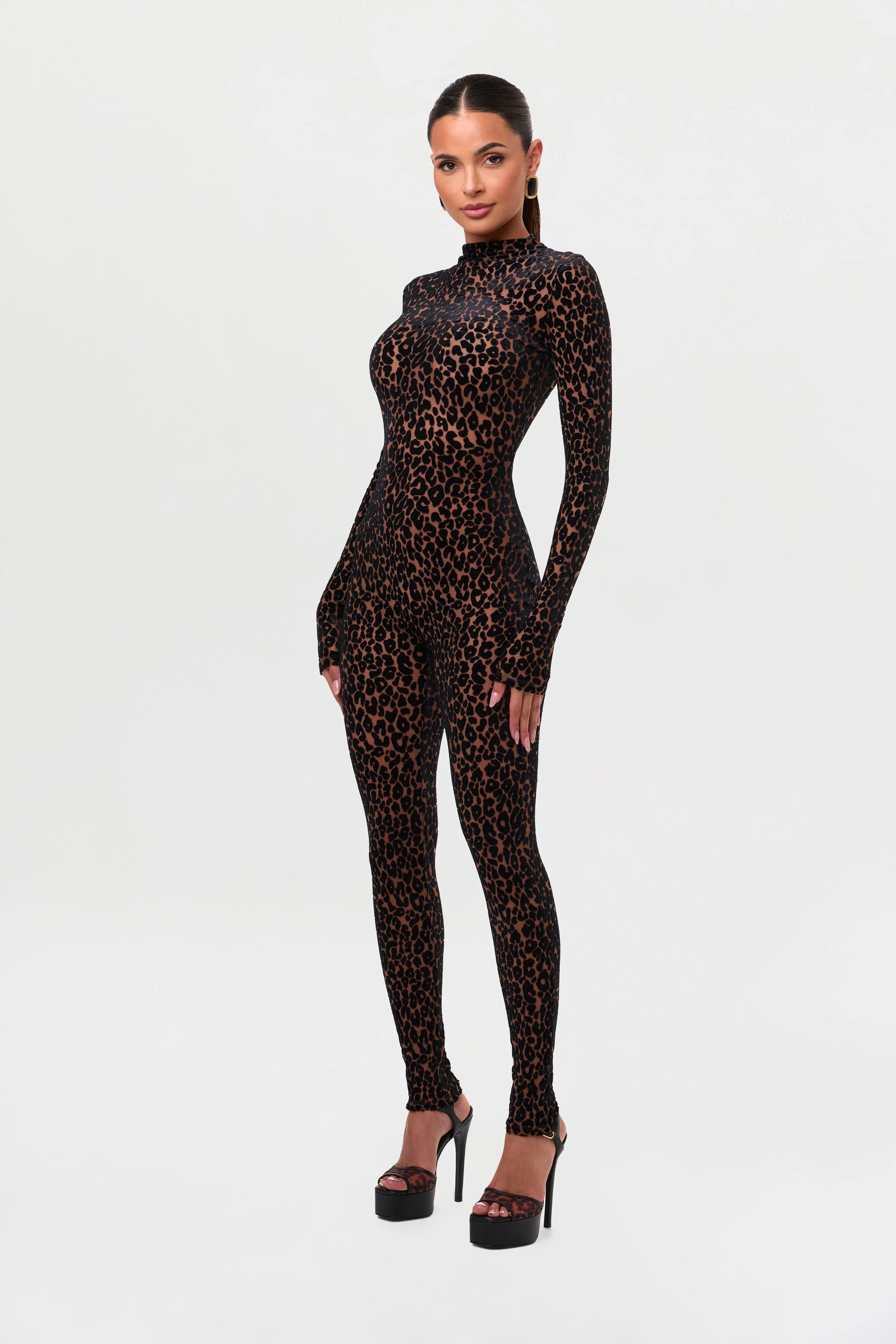 Burnout Leopard Print Jumpsuit sold by Naked Wardrobe product image thumbnail 3