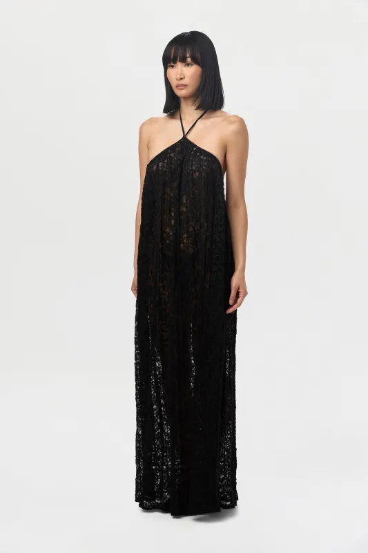Lace Halter Open Back Dress sold by Naked Wardrobe