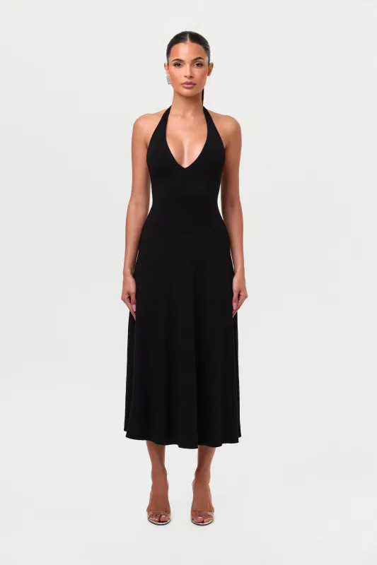 Smooth Halter A-Line Midi Dress sold by Naked Wardrobe