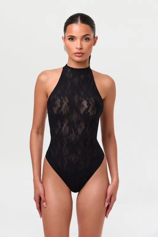 Stretch Lace Racerback Bodysuit sold by Naked Wardrobe