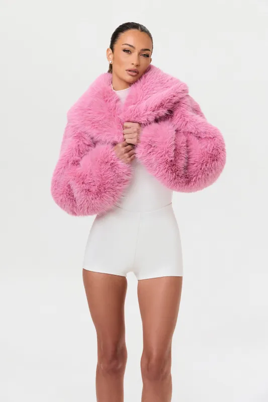 Faux Fur Plush Cropped Jacket sold by Naked Wardrobe
