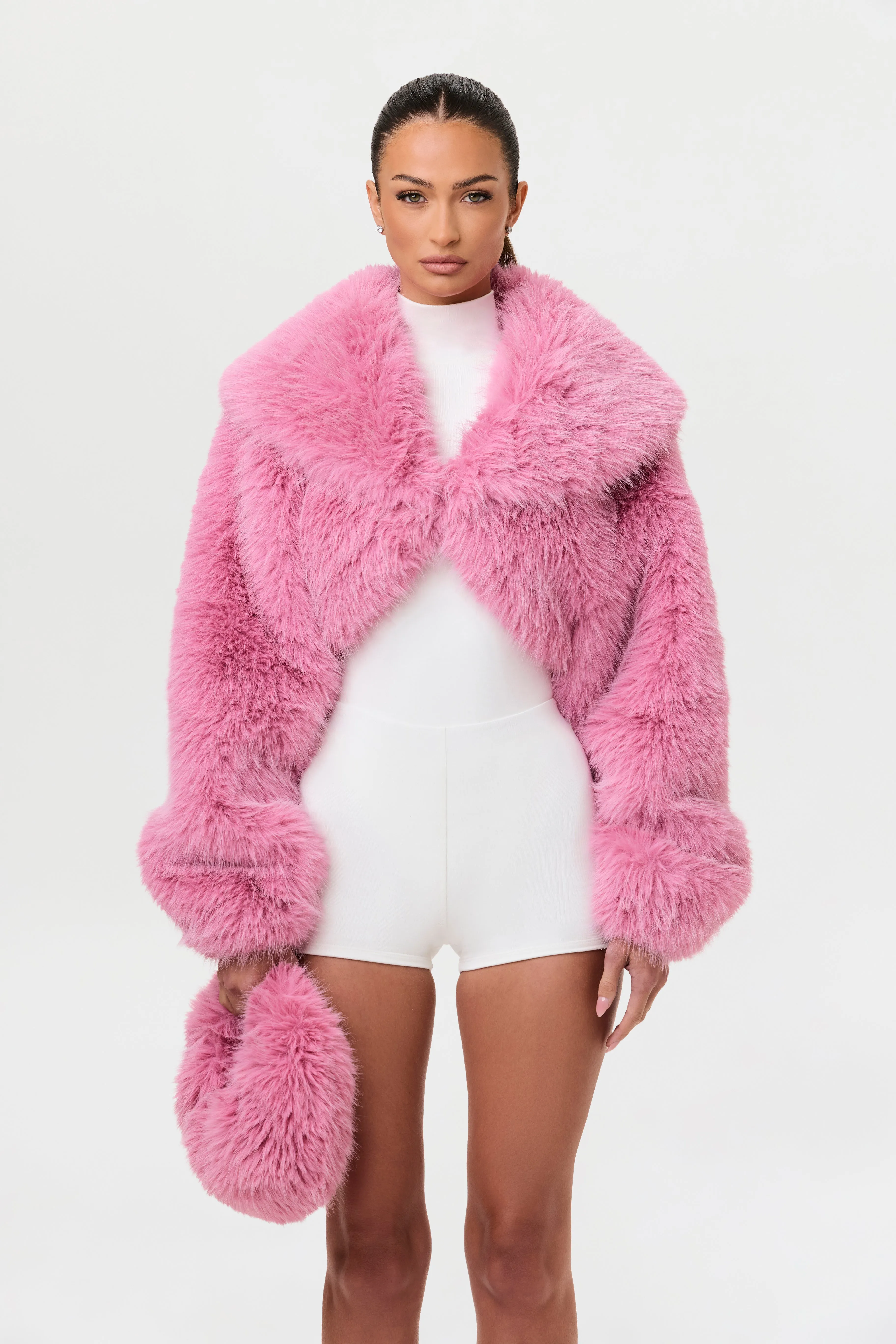 Faux Fur Plush Cropped Jacket sold by Naked Wardrobe product image thumbnail 4