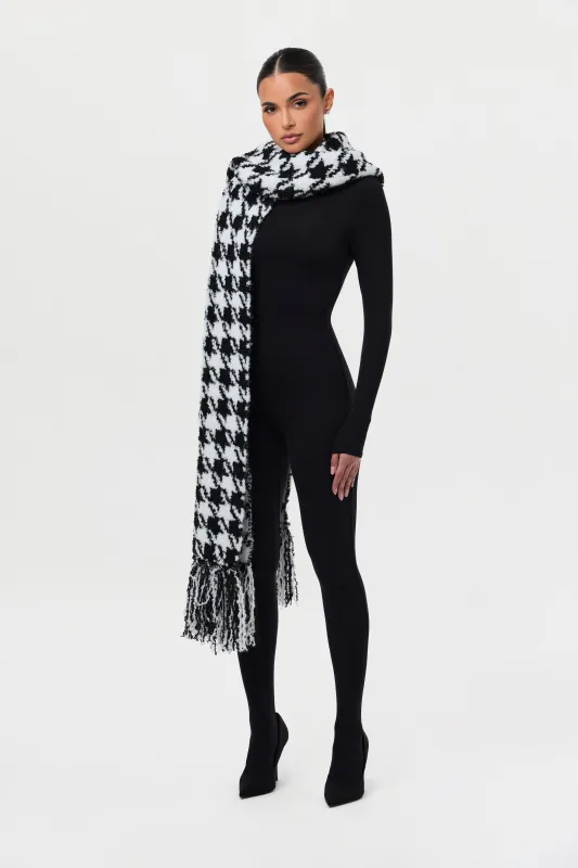 Knit Bouclé Houndstooth Scarf sold by Naked Wardrobe