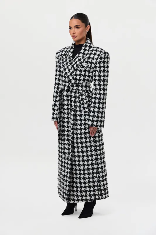Jacquard Houndstooth Long Coat sold by Naked Wardrobe