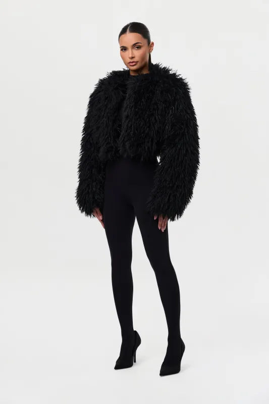 Faux Fur Plush Cropped Jacket sold by Naked Wardrobe