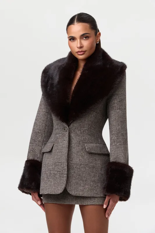 Suiting Plaid Houndstooth Mini Skirt sold by Naked Wardrobe
