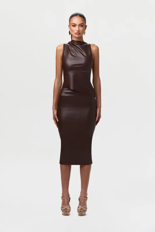 Vegan Leather Midi Skirt sold by Naked Wardrobe