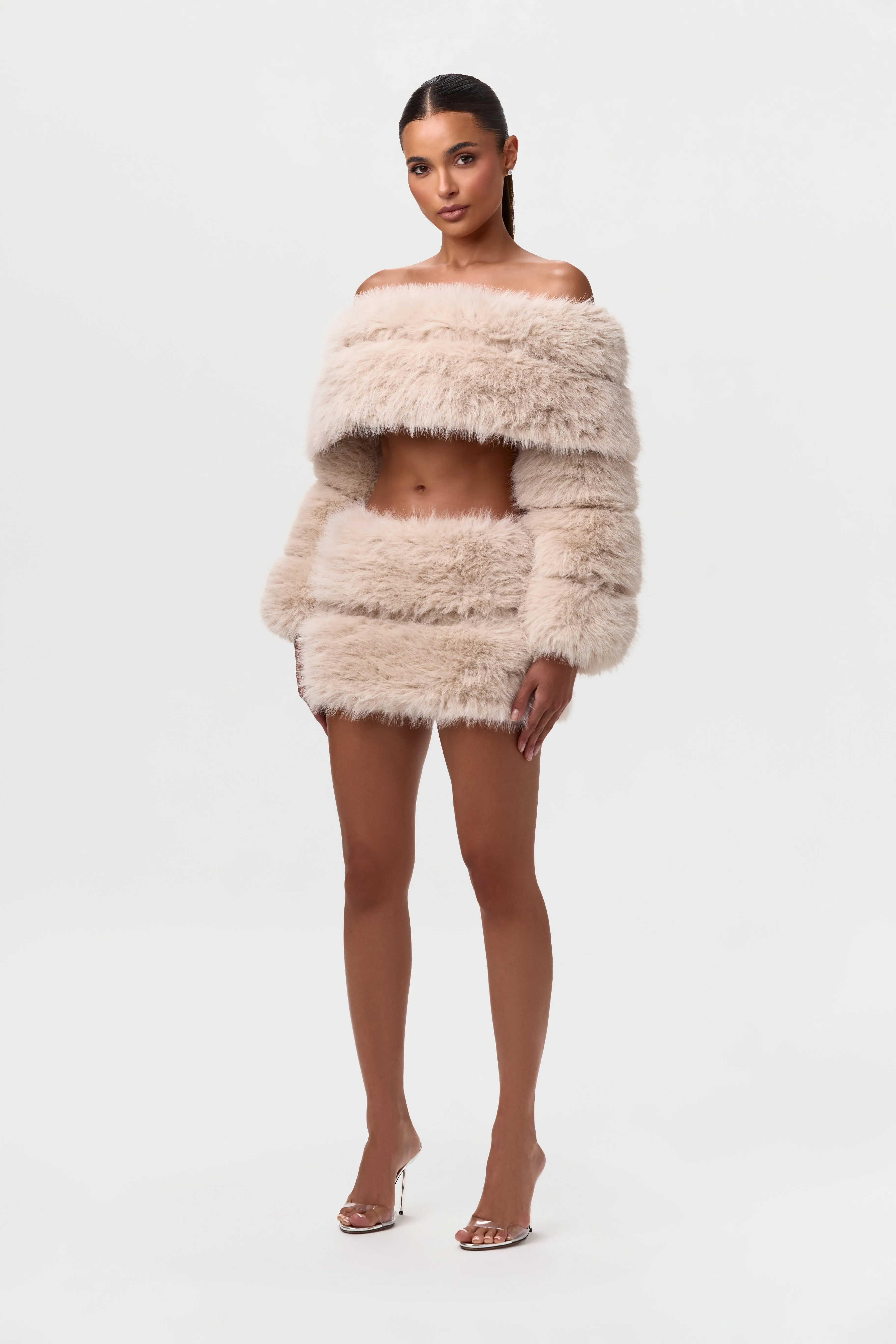 Faux Fur Pelted Mini Skirt sold by Naked Wardrobe