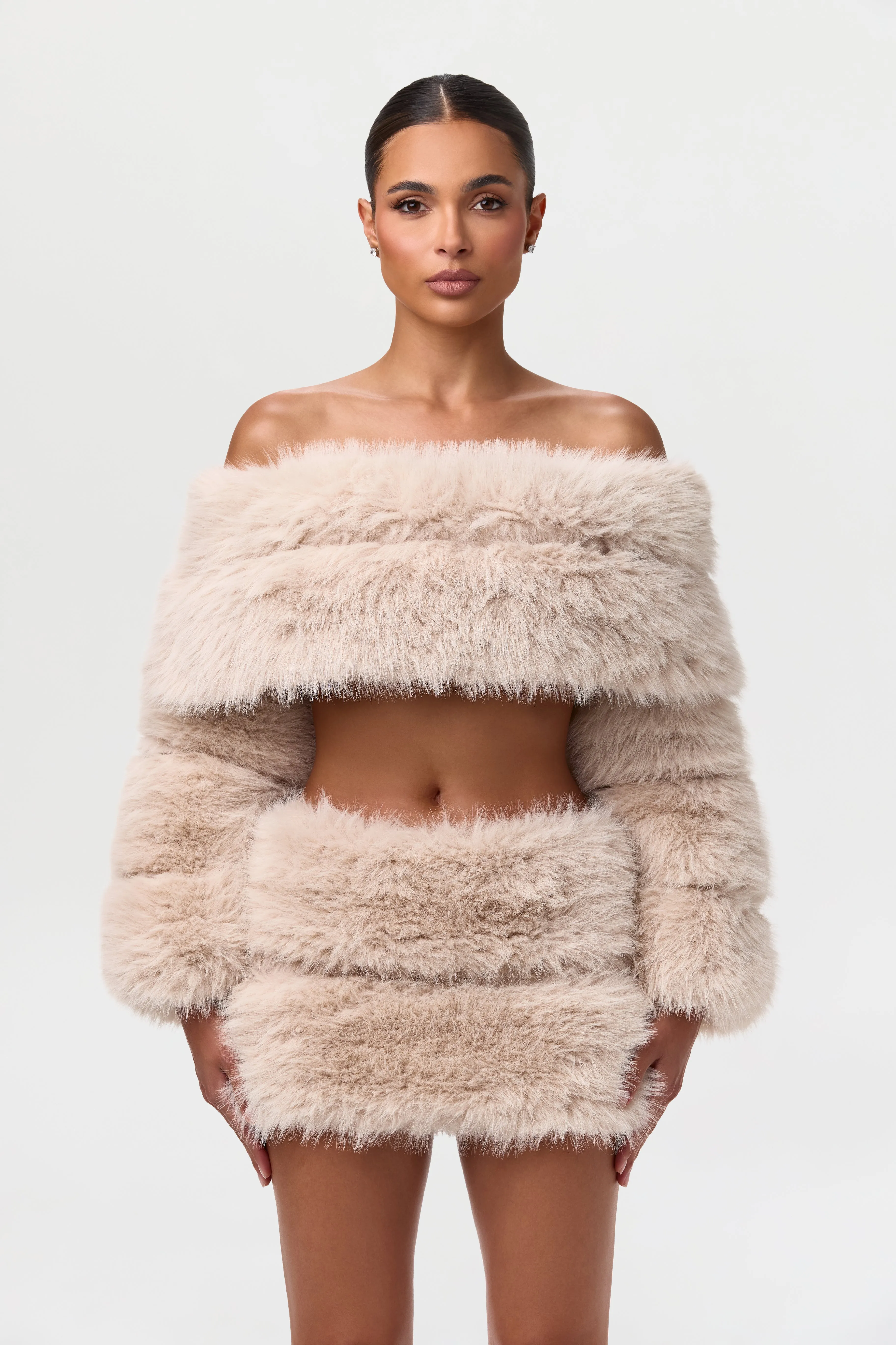 Faux Fur Pelted Mini Skirt sold by Naked Wardrobe product image thumbnail 4