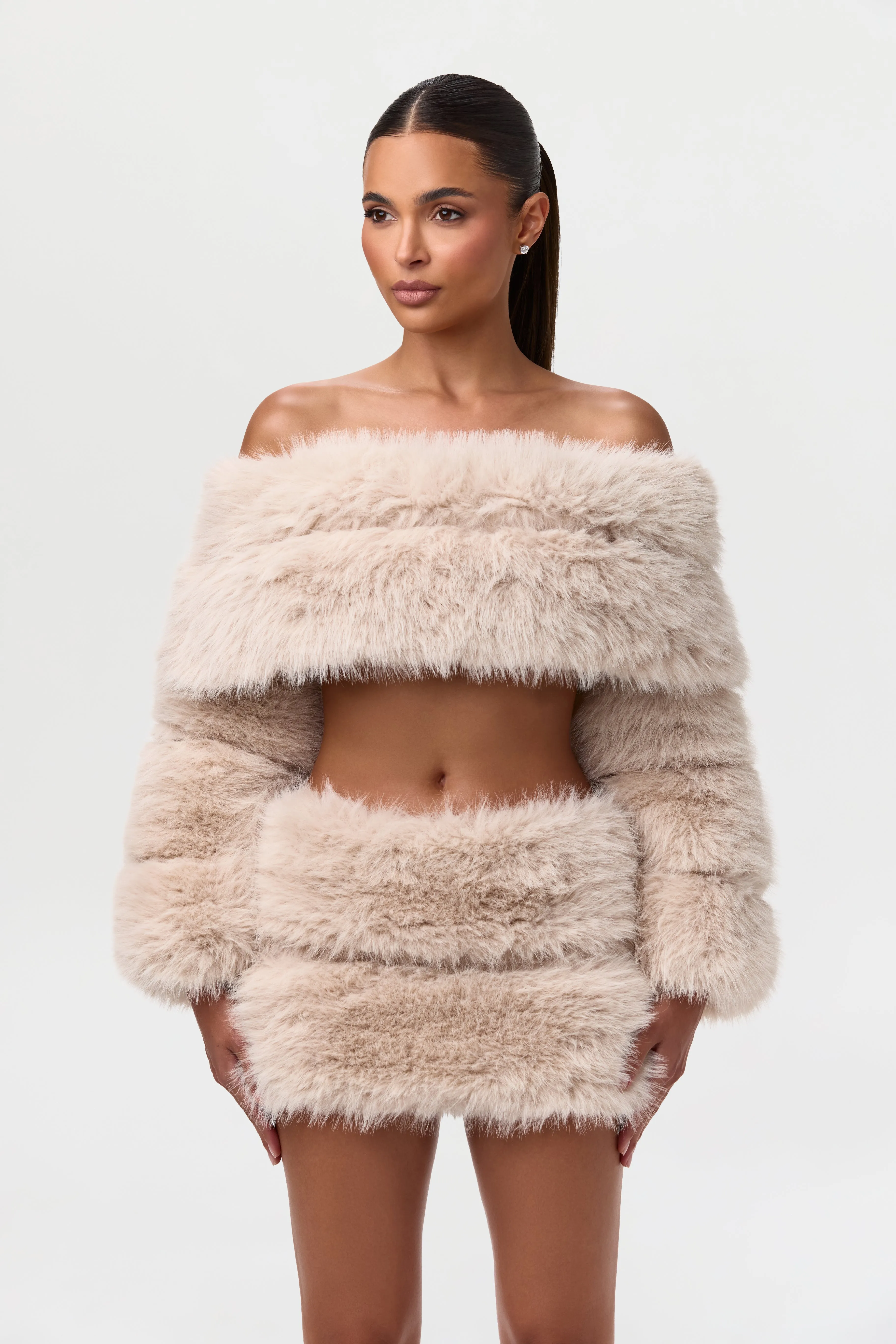 Faux Fur Pelted Mini Skirt sold by Naked Wardrobe product image thumbnail 3