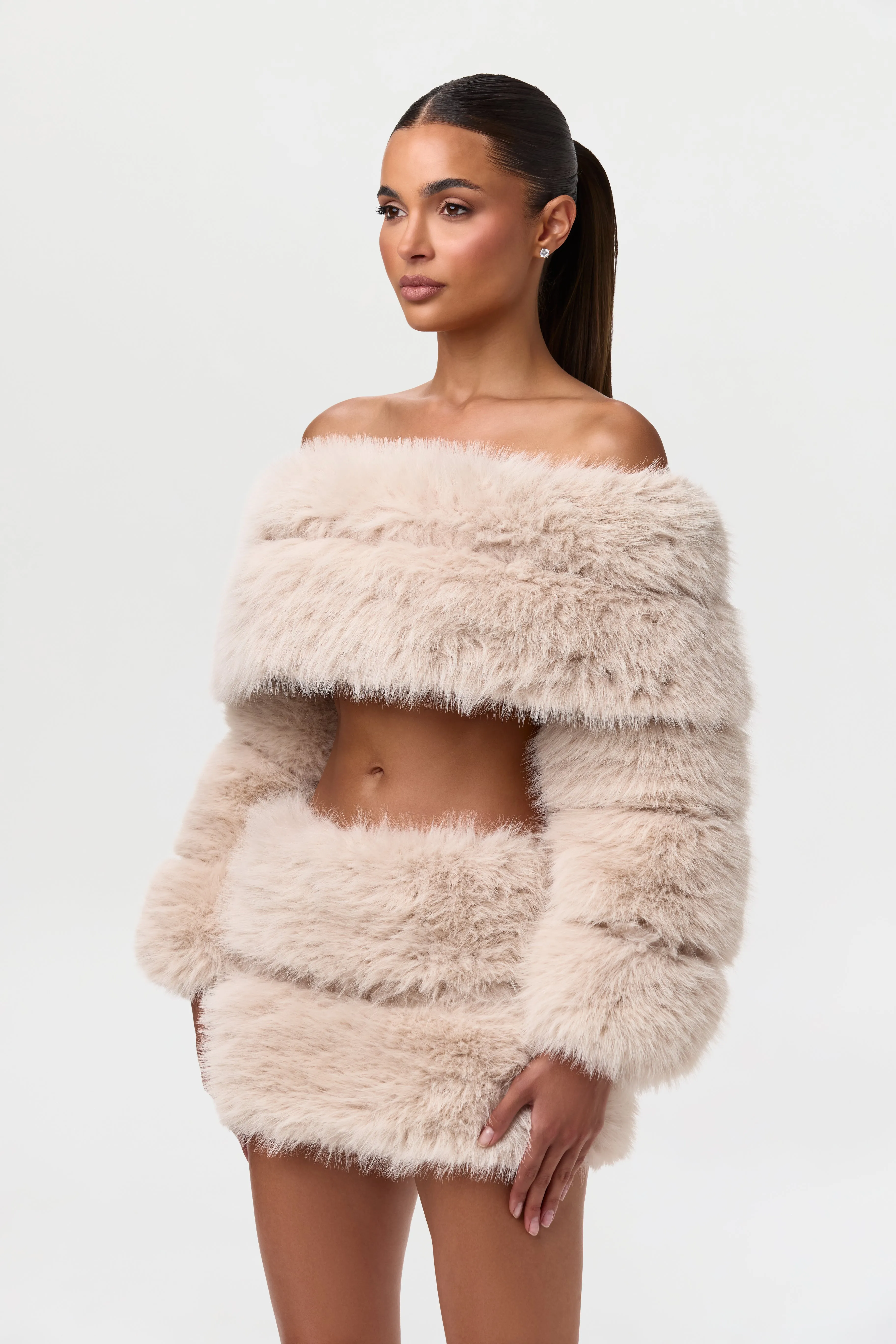 Faux Fur Off-Shoulder Pelted Top sold by Naked Wardrobe product image thumbnail 5