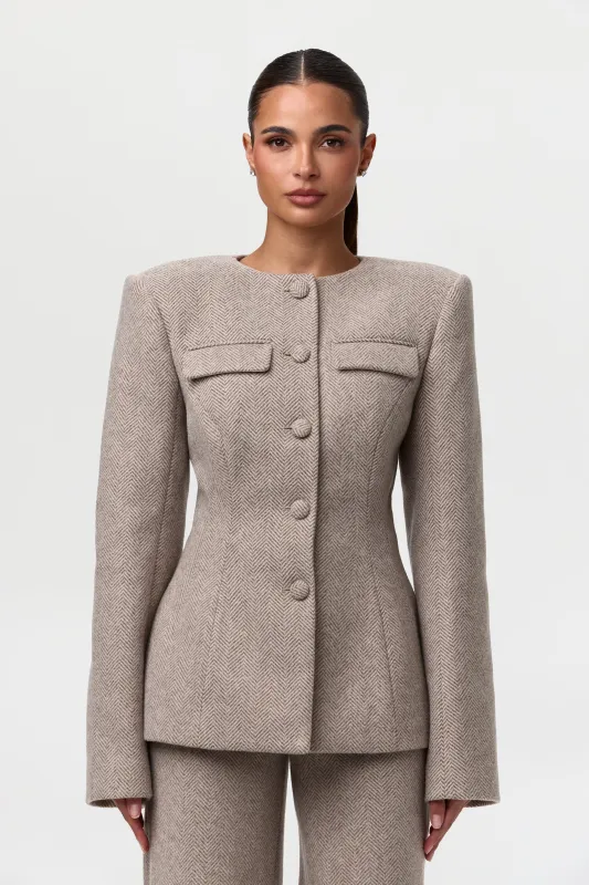 Chevron Suited Button Up Blazer sold by Naked Wardrobe