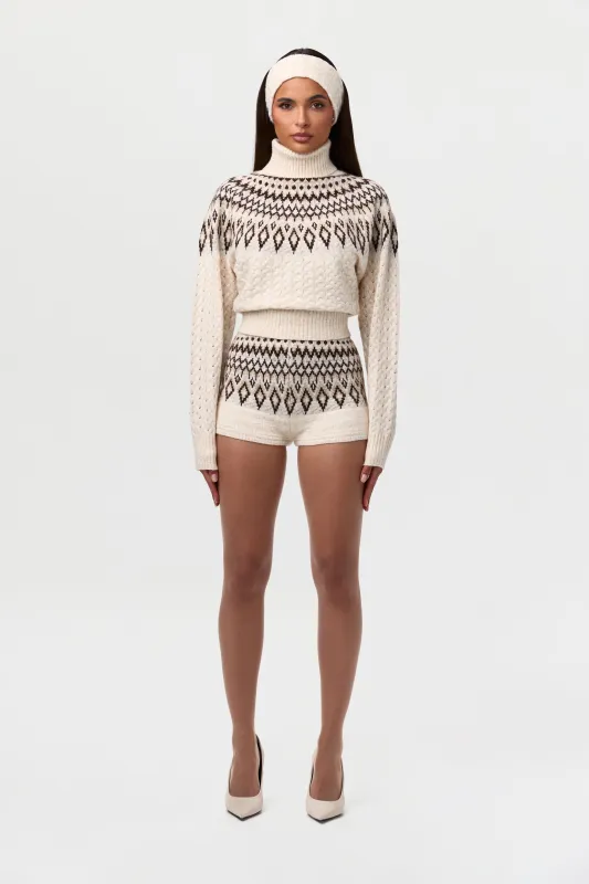 Knit Turtleneck Fair Isle Sweater sold by Naked Wardrobe