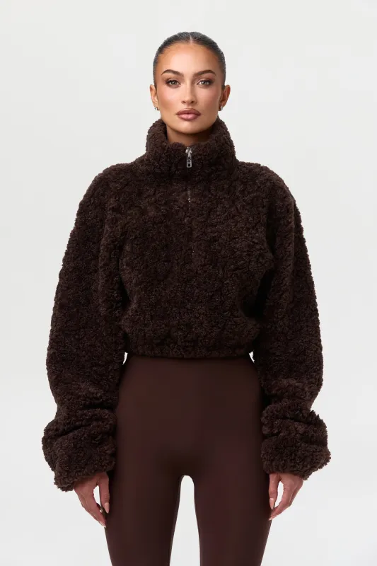 Sherpa Quarter-Zip Cropped Sweater sold by Naked Wardrobe