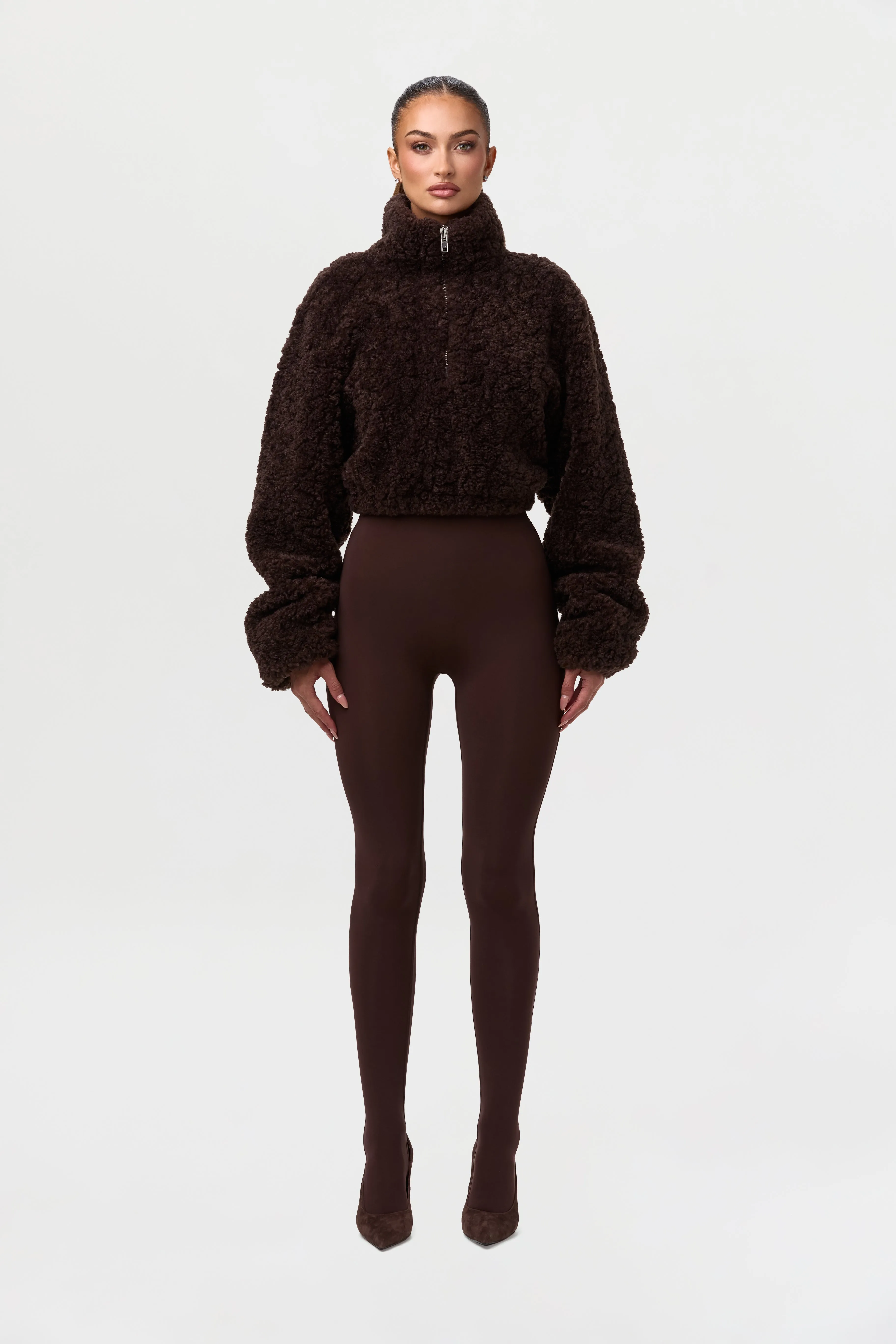 Sherpa Quarter-Zip Cropped Sweater sold by Naked Wardrobe product image thumbnail 2