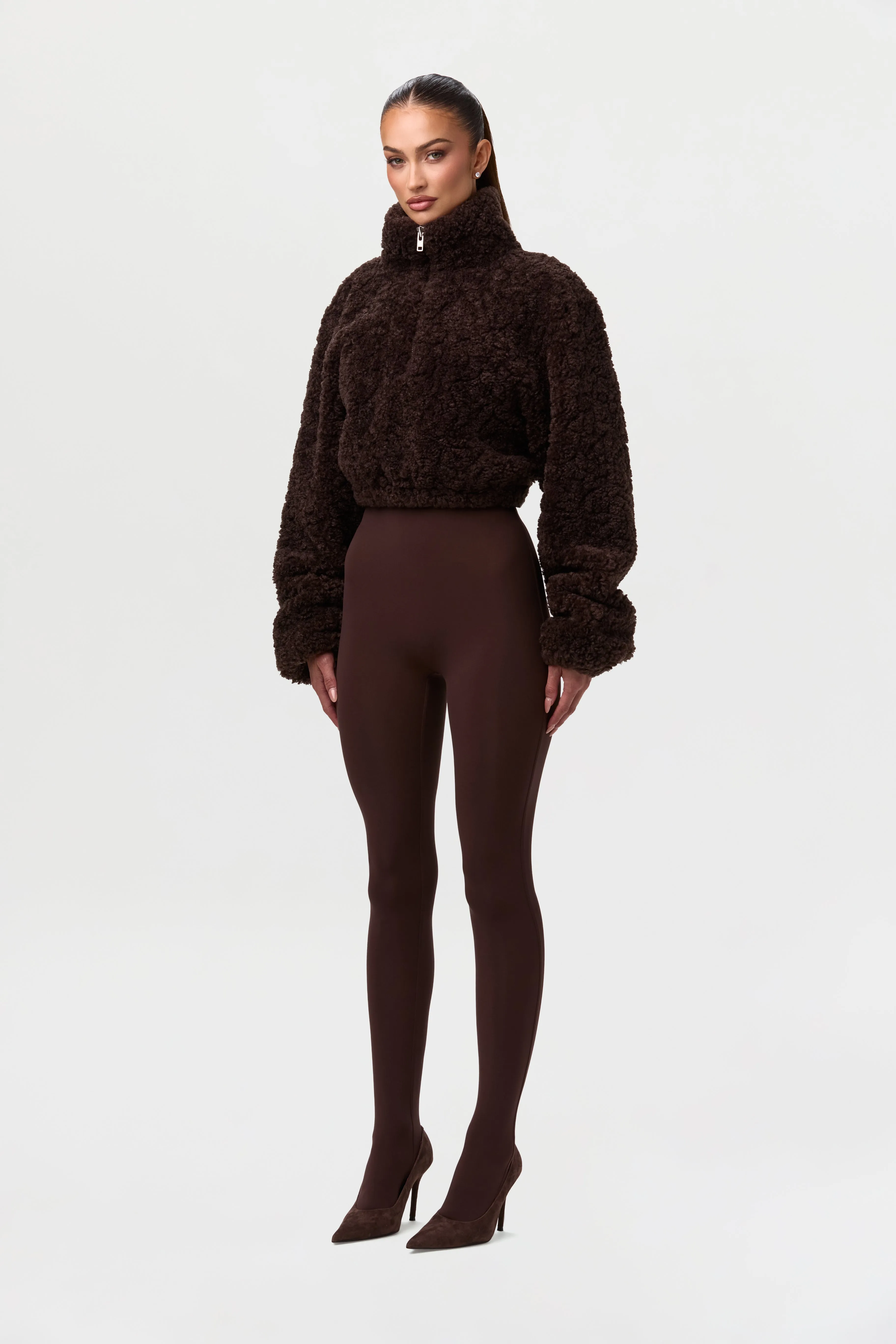 Sherpa Quarter-Zip Cropped Sweater sold by Naked Wardrobe product image thumbnail 3