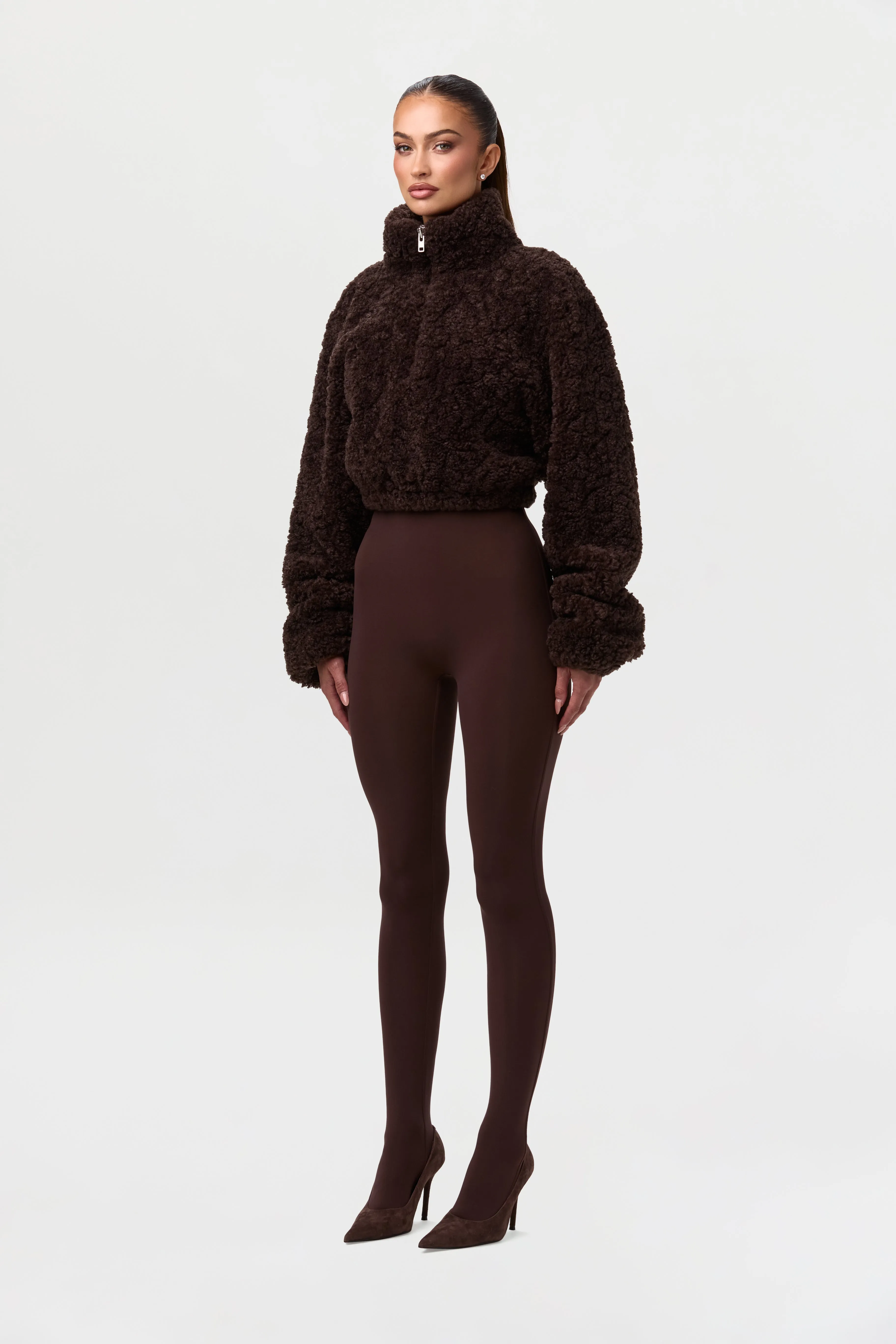 Sherpa Quarter-Zip Cropped Sweater sold by Naked Wardrobe product image thumbnail 5
