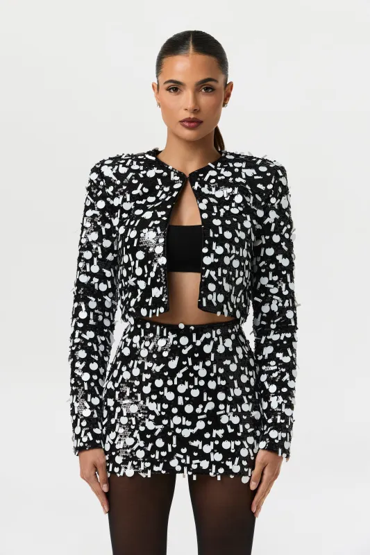 Geometric Sequin Cropped Jacket sold by Naked Wardrobe