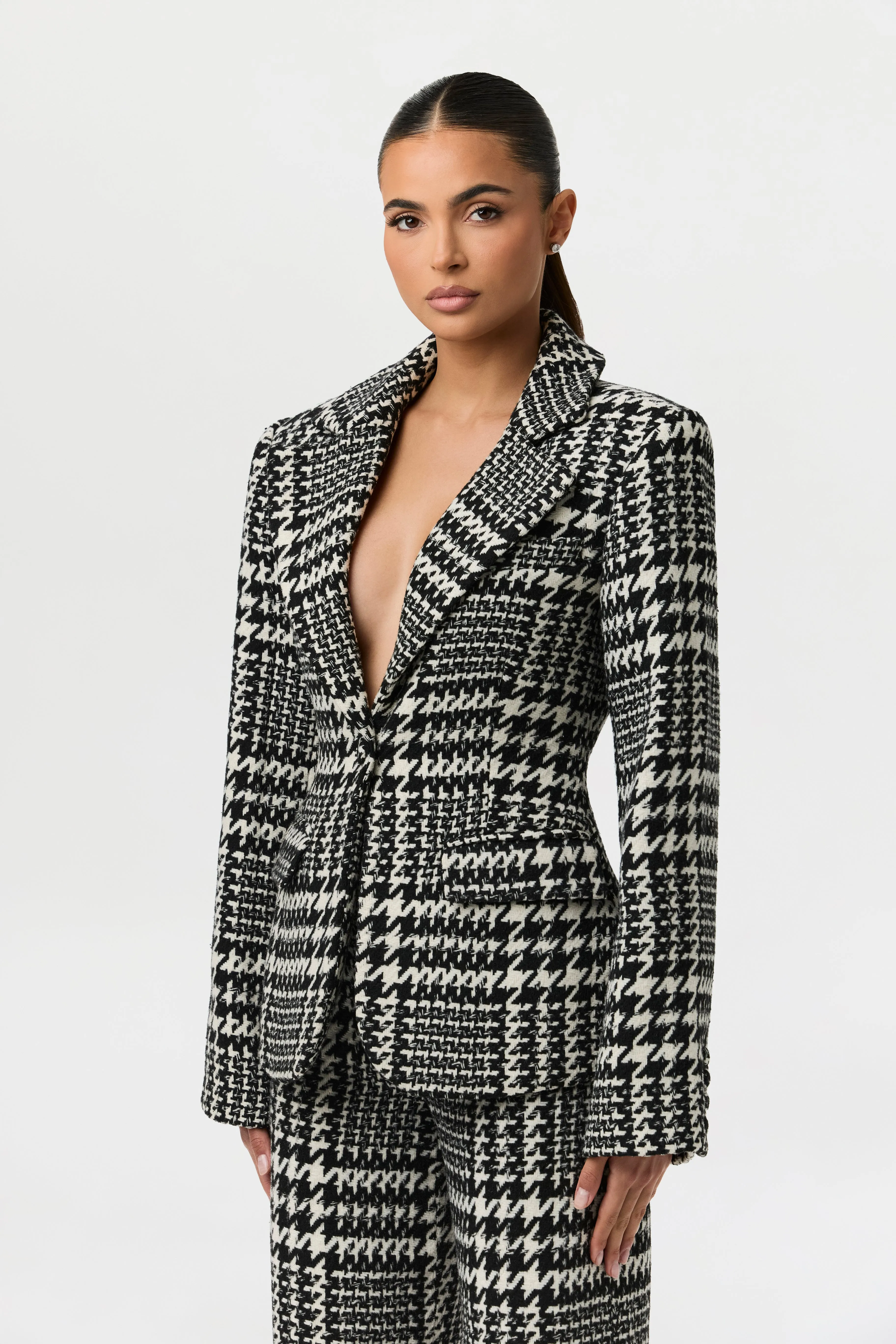 Houndstooth Plaid Wide-Leg Pants sold by Naked Wardrobe product image thumbnail 4