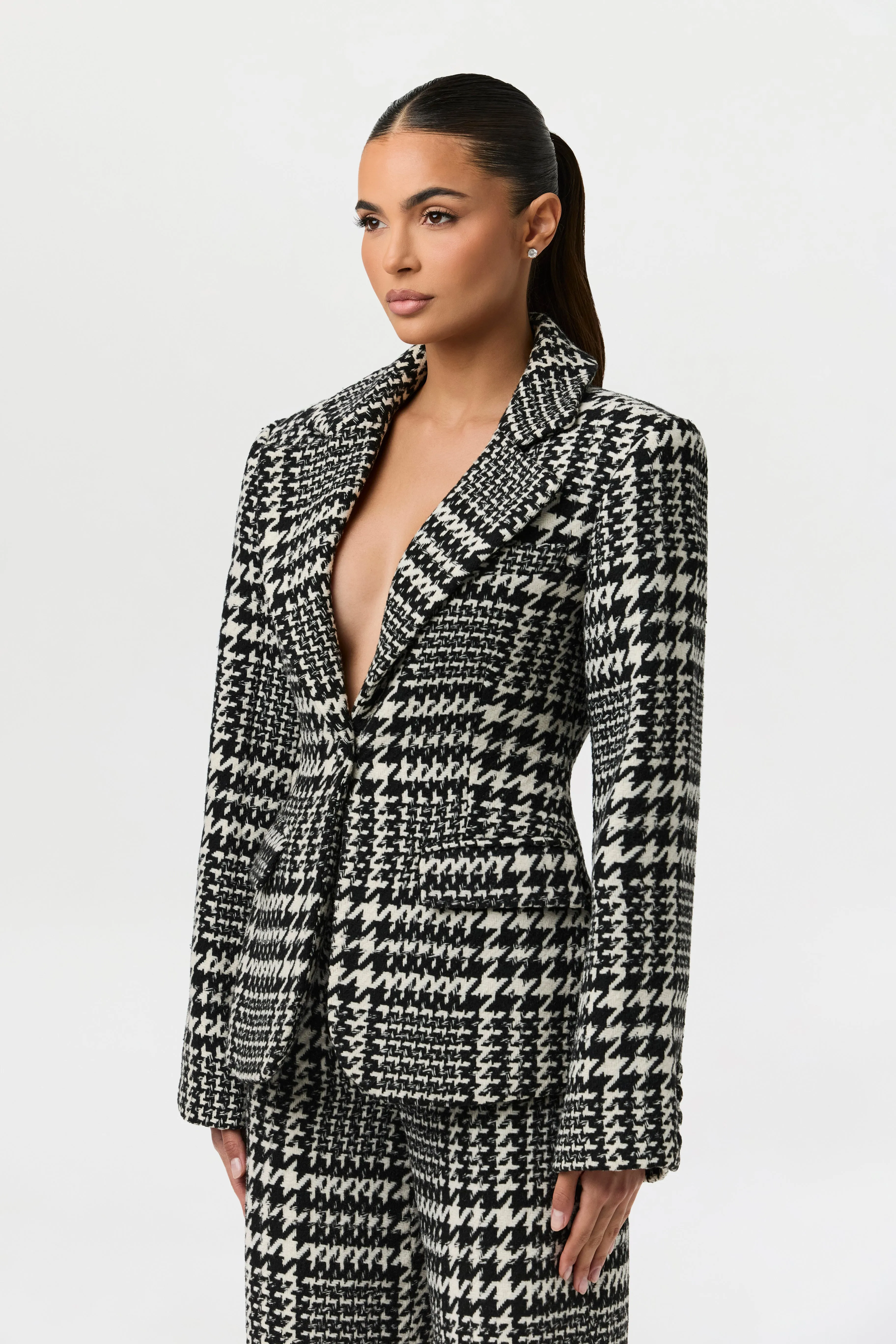 Houndstooth Plaid Wide-Leg Pants sold by Naked Wardrobe product image thumbnail 5