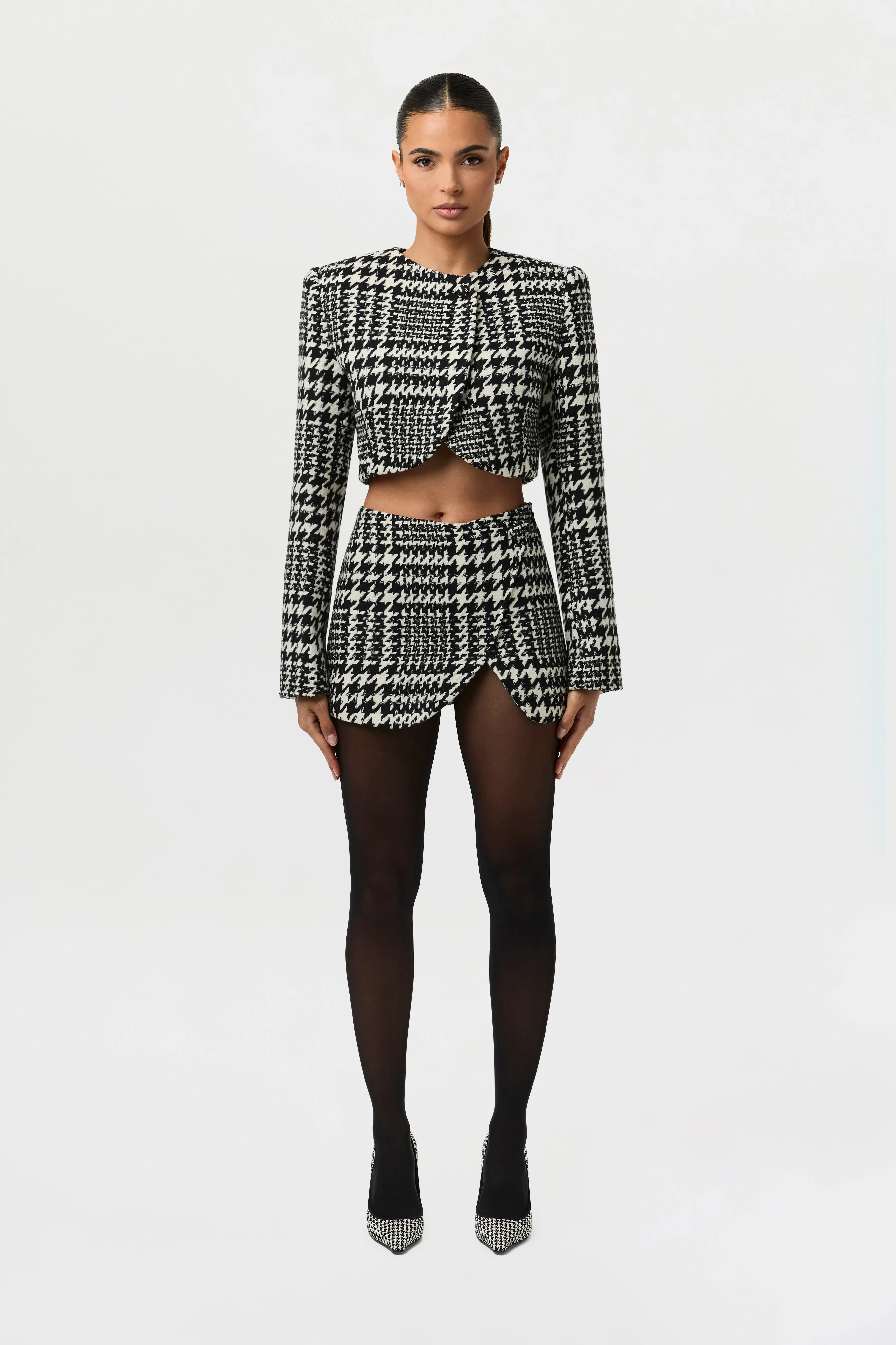 Houndstooth Plaid Cropped Blazer sold by Naked Wardrobe