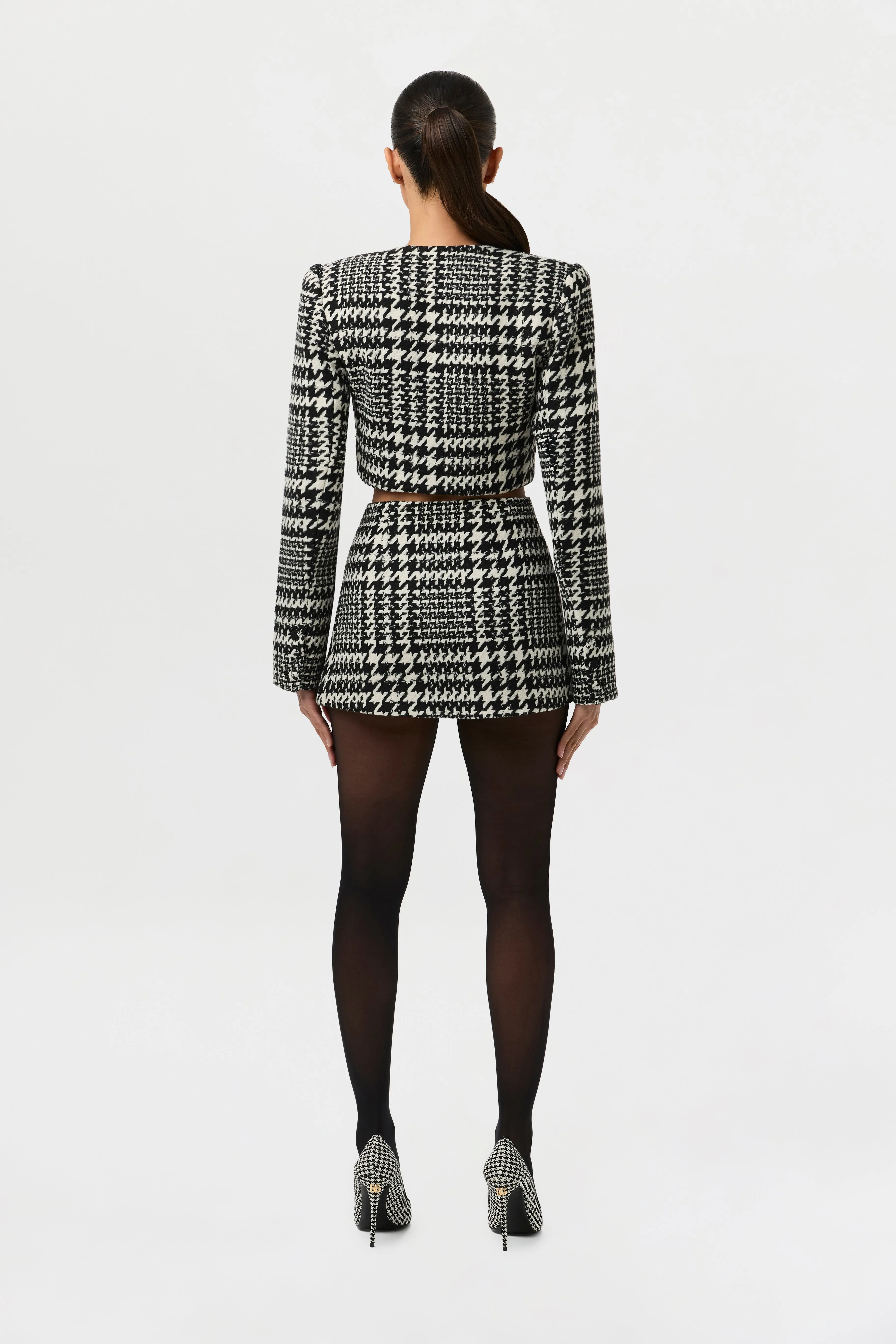 Houndstooth Plaid Cropped Blazer sold by Naked Wardrobe product image thumbnail 5