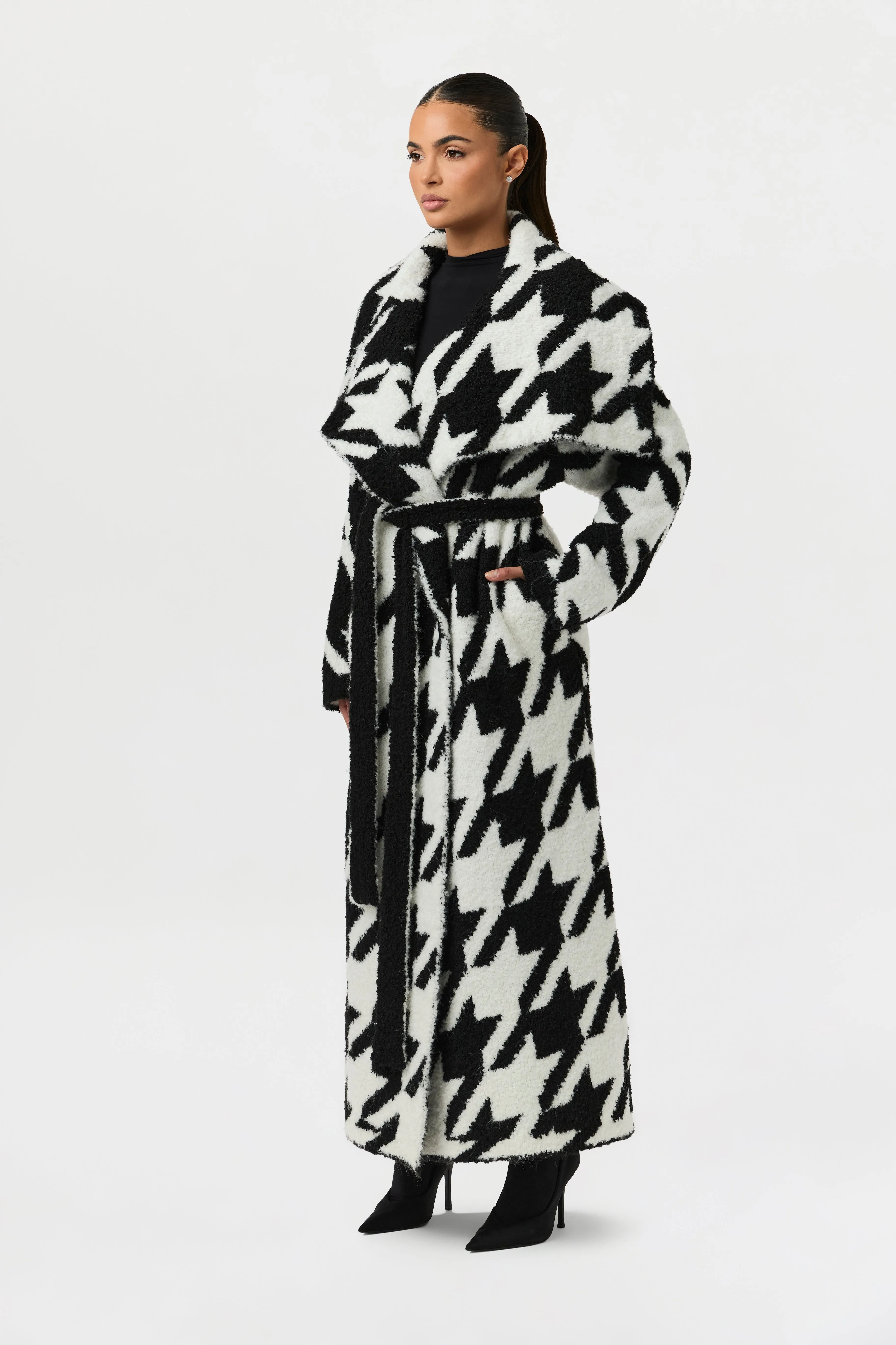 Bouclé Houndstooth Coat sold by Naked Wardrobe product image thumbnail 2
