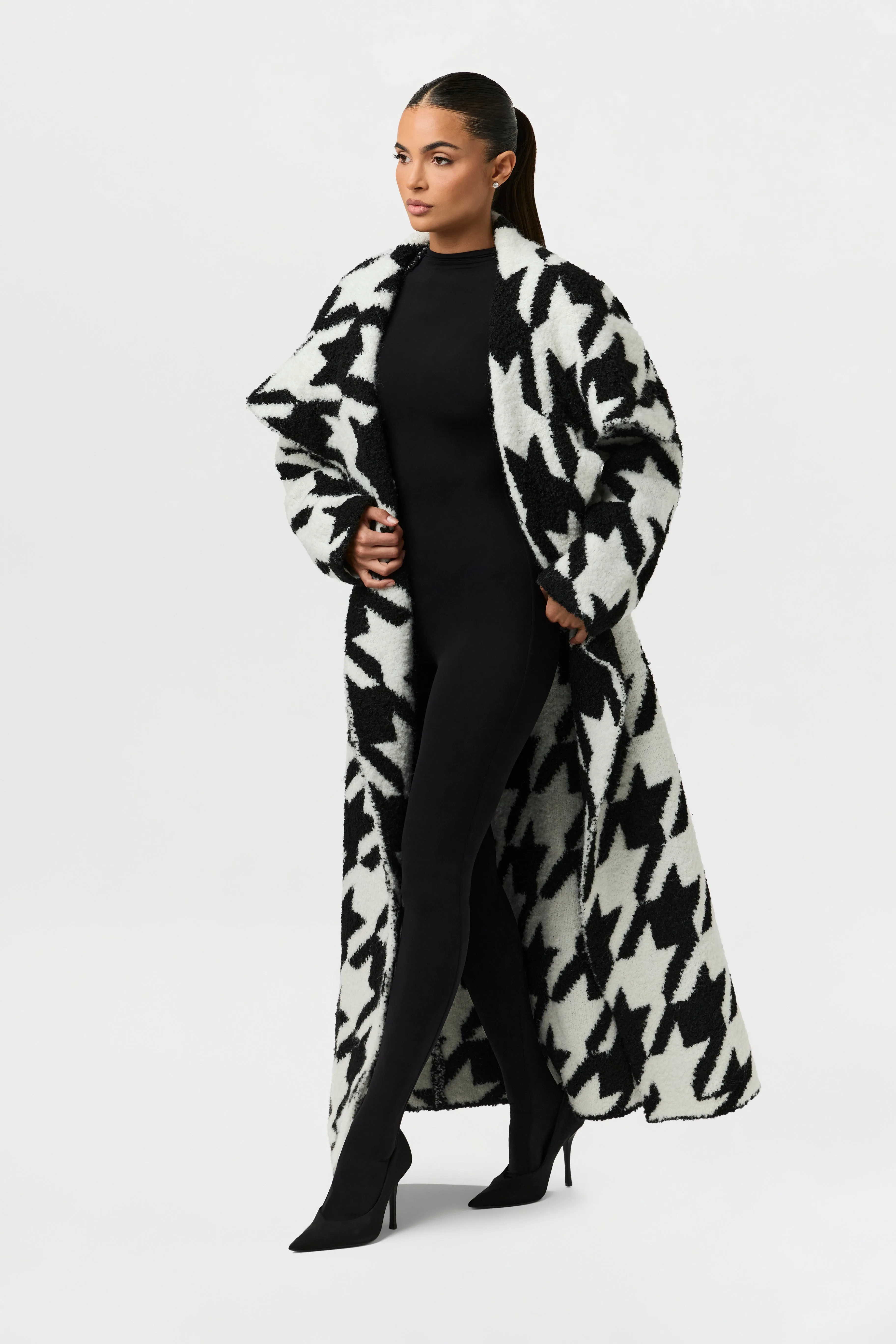 Bouclé Houndstooth Coat sold by Naked Wardrobe product image thumbnail 3